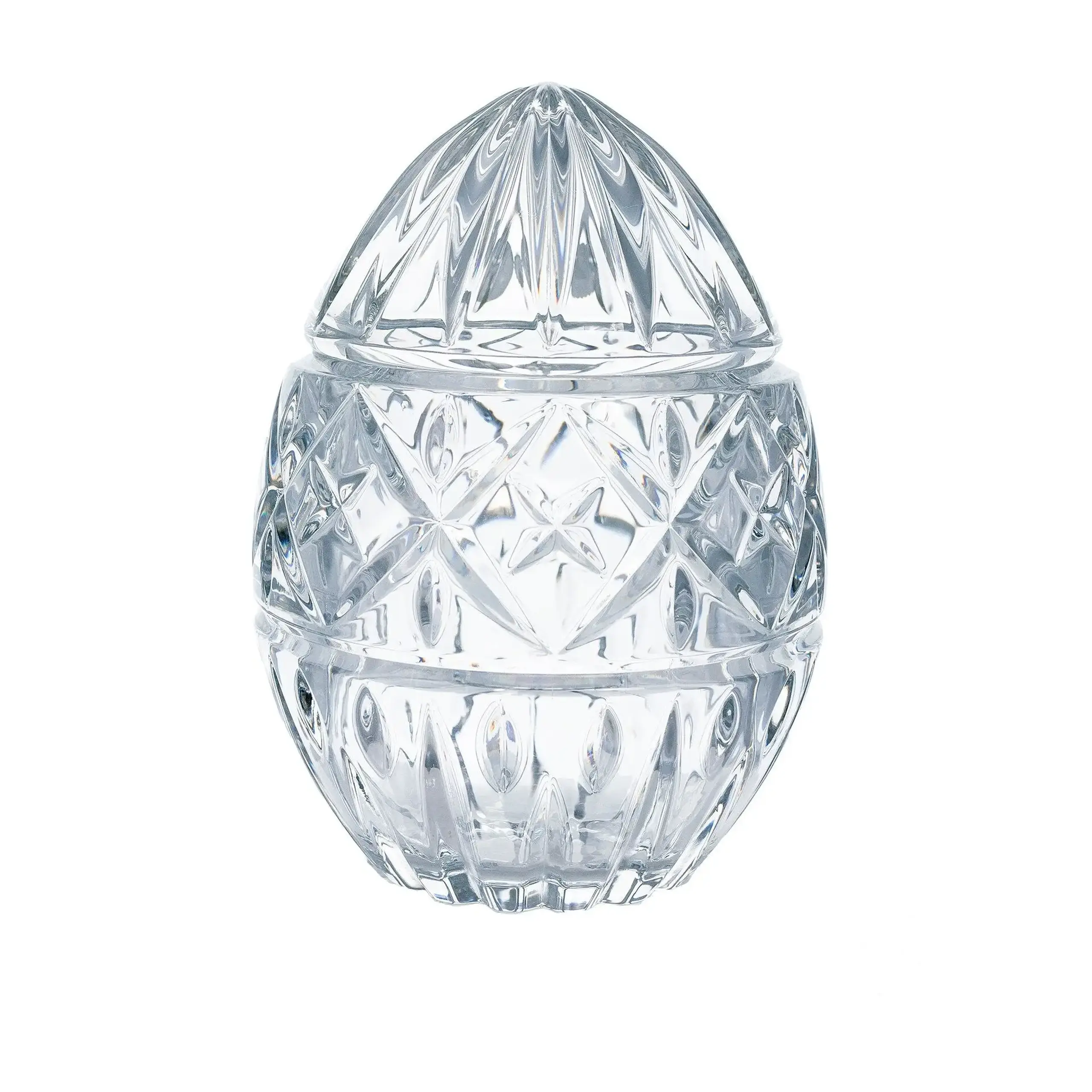 Ou din cristal, bol cu capac, 14x10 cm, Bohemia