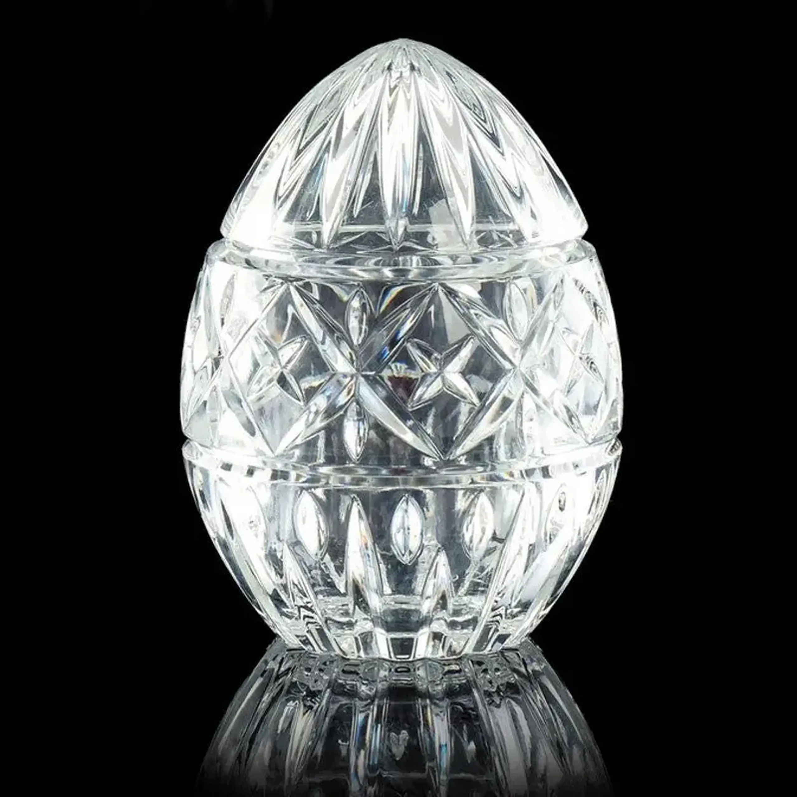Ou din cristal, bol cu capac, 14x10 cm, Bohemia