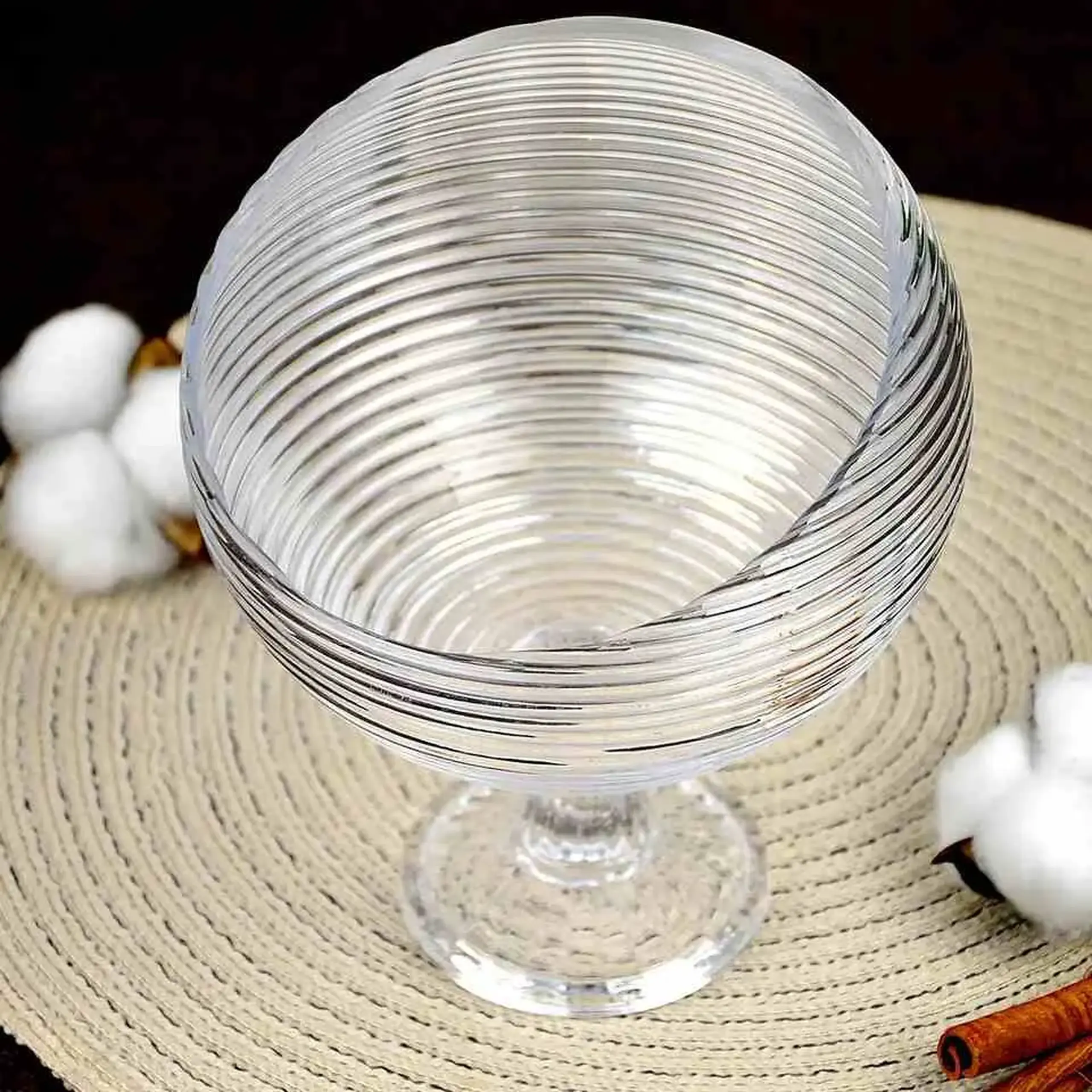 Bol In Linii Inclinat cu Picior Sencam Alegre Glass – Handmade, 14x17 cm