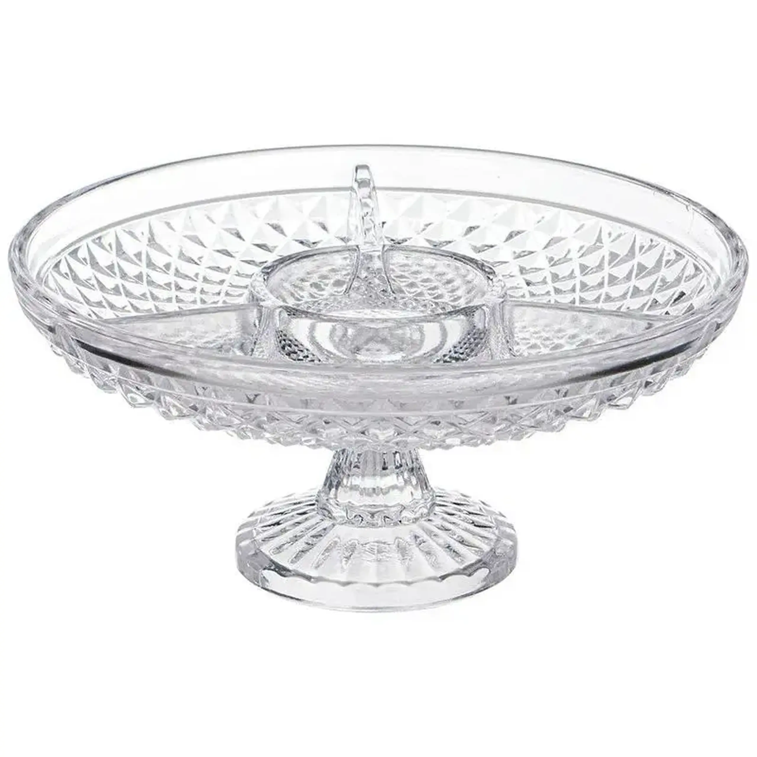 Platou rotund secționat din sticlă cu picior, 19,5x11 cm – Sencam Alegre Glass
