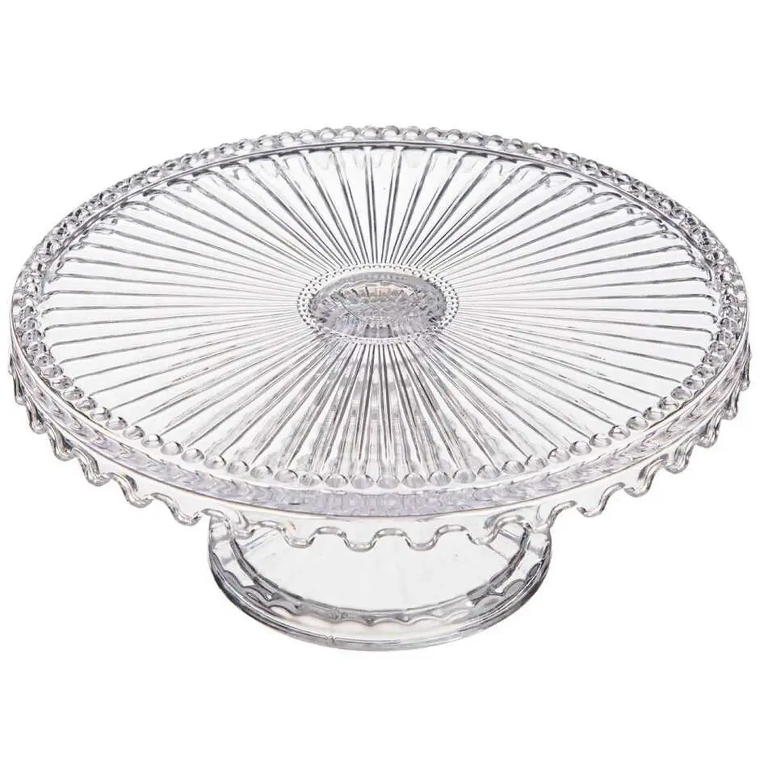 Platou din sticlă cu picior pentru patiserie 21x9 cm, Sencam Alegre Glass