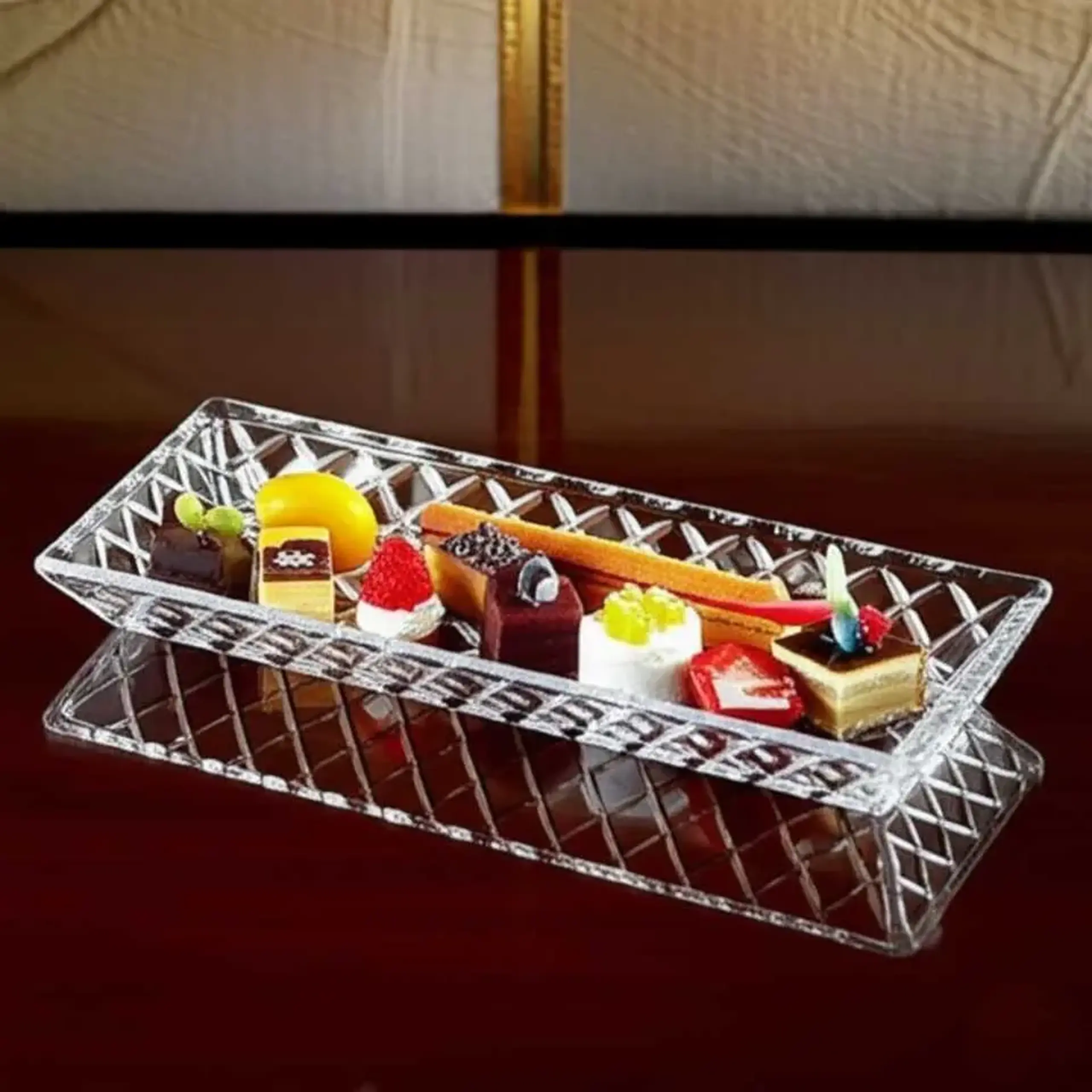 Platou dreptunghiular din sticlă pentru servire, handmade, 39x15 cm – Sencam Alegre Glass