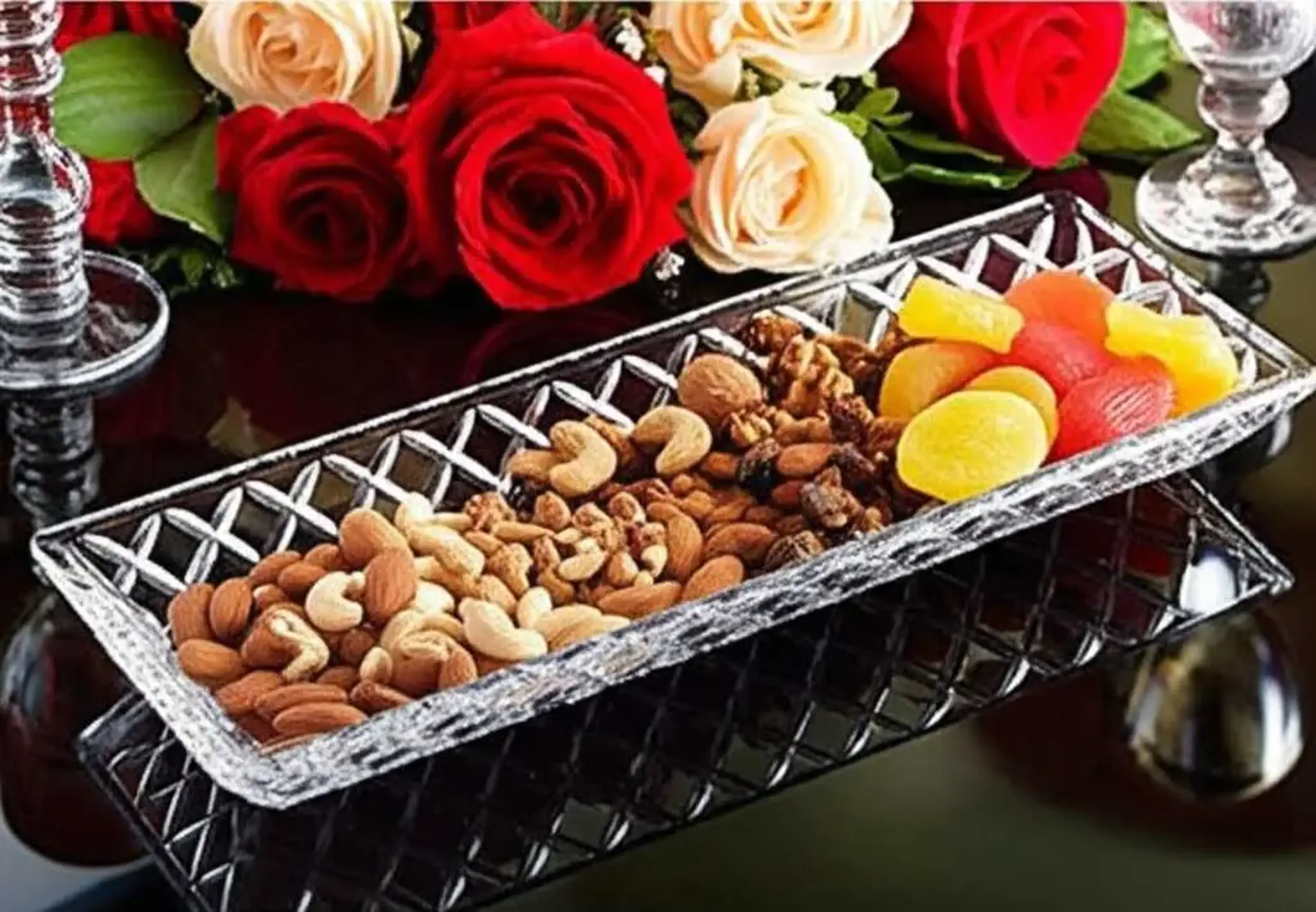 Platou dreptunghiular din sticlă pentru servire, handmade, 39x15 cm – Sencam Alegre Glass