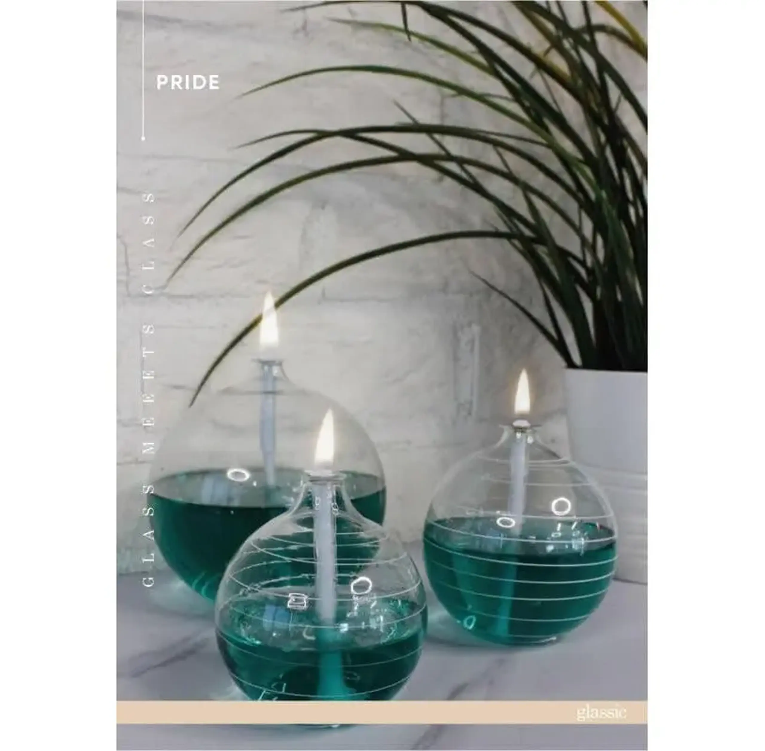 Lămpi cu ulei Pride pentru interior – Set 3 boluri + 200 ml ulei, Glassic