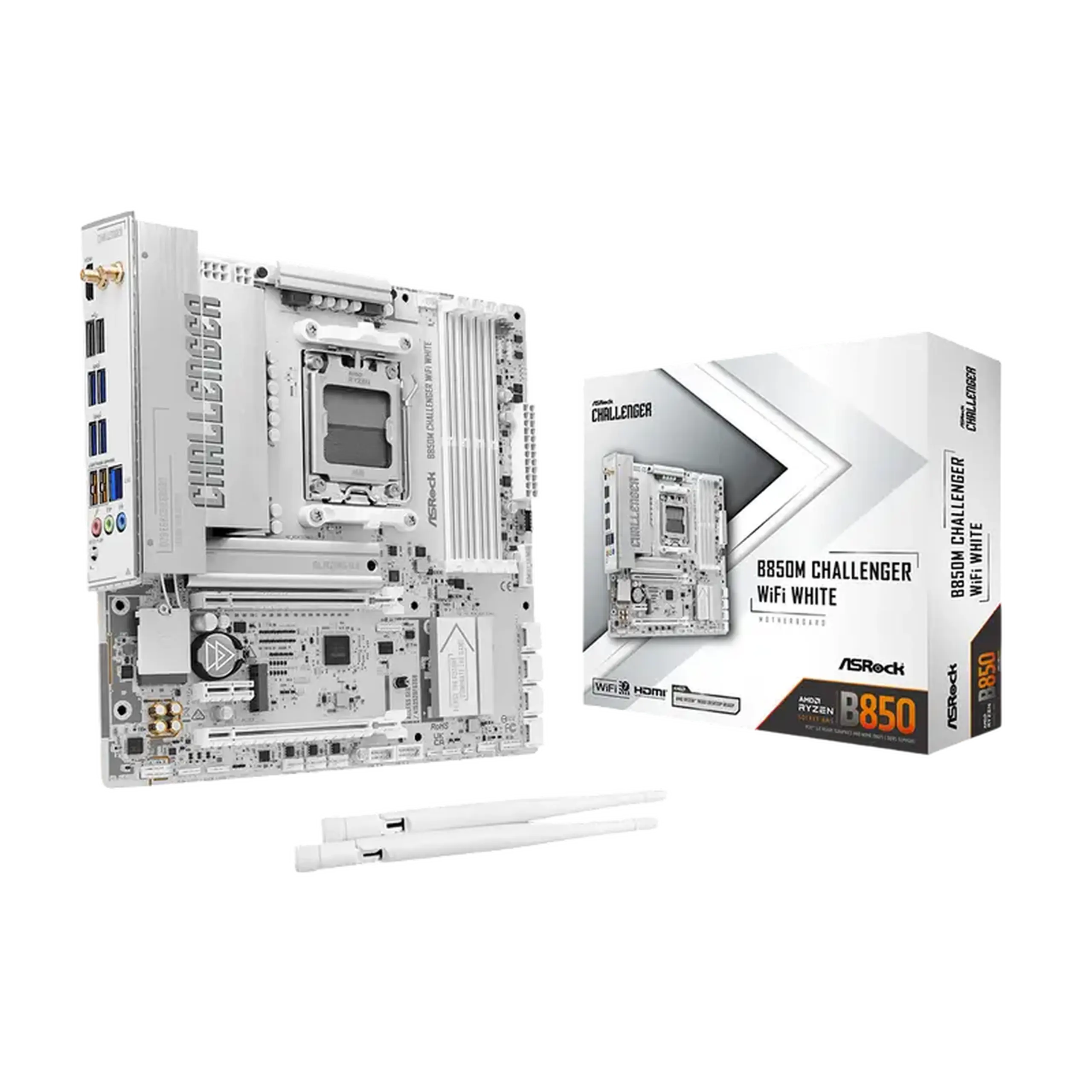 Placă de bază ASRock B850M CHALLENGER WIFI WHITE, AMD B850, Micro-ATX