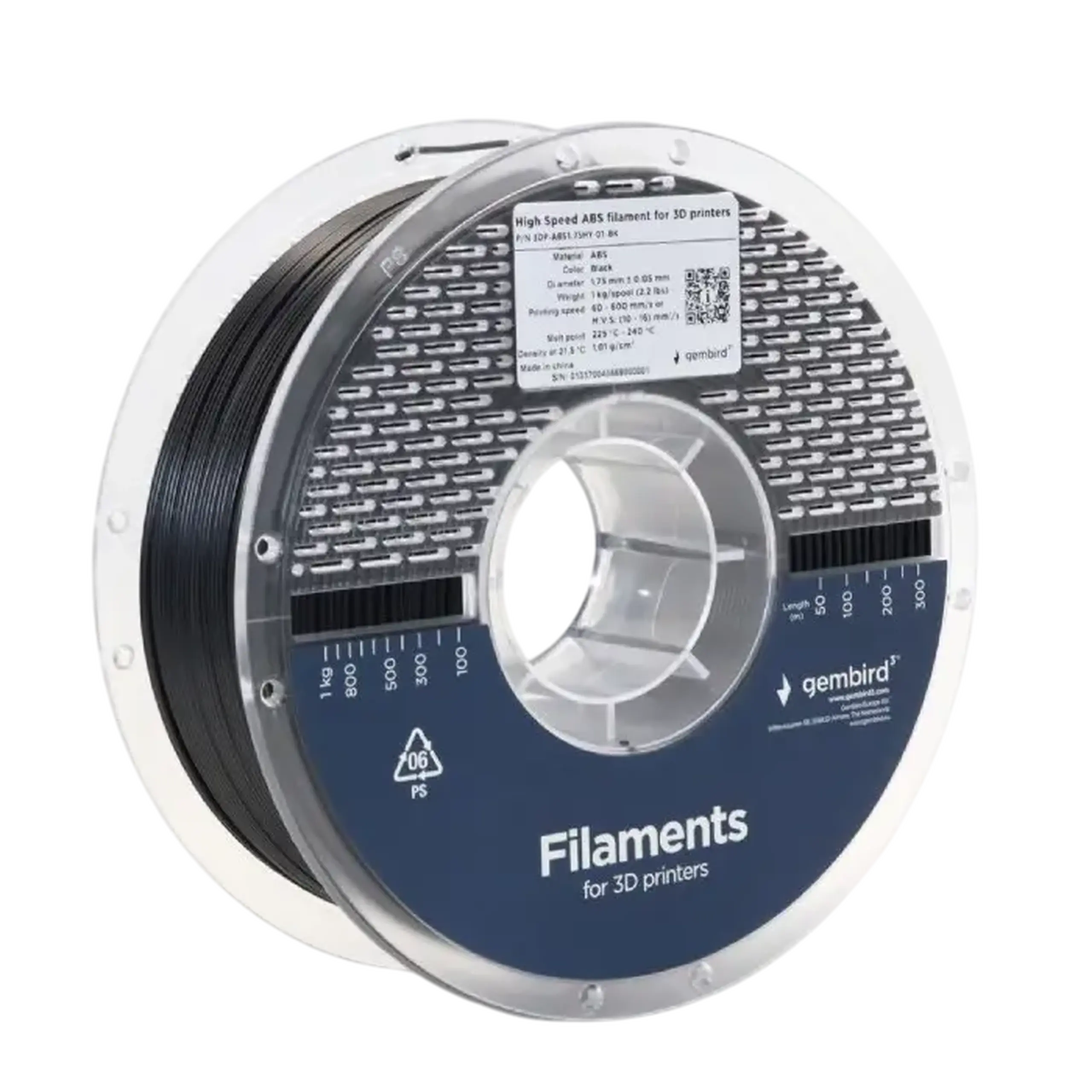 Filament pentru imprimantă 3D Gembird 3DP-ABS1.75HY-01-B, ABS, Albastru, 1.75 mm, 1kg