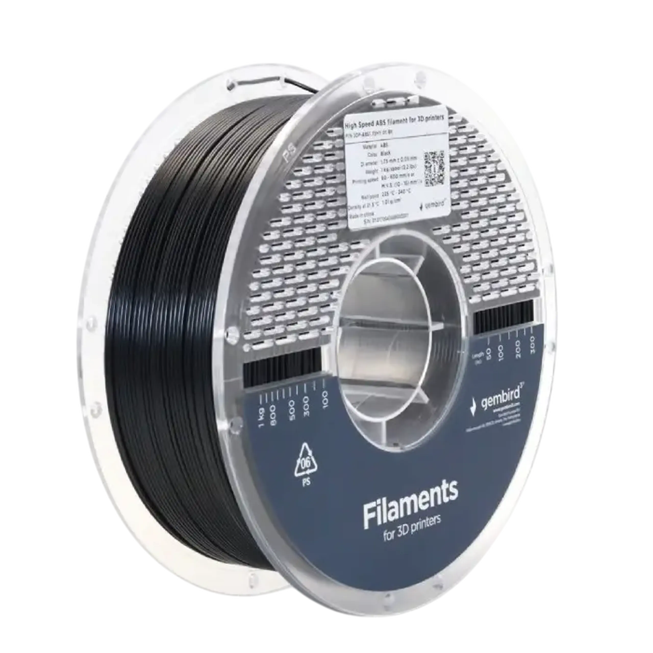 Filament pentru imprimantă 3D Gembird 3DP-ABS1.75HY-01-B, ABS, Albastru, 1.75 mm, 1kg