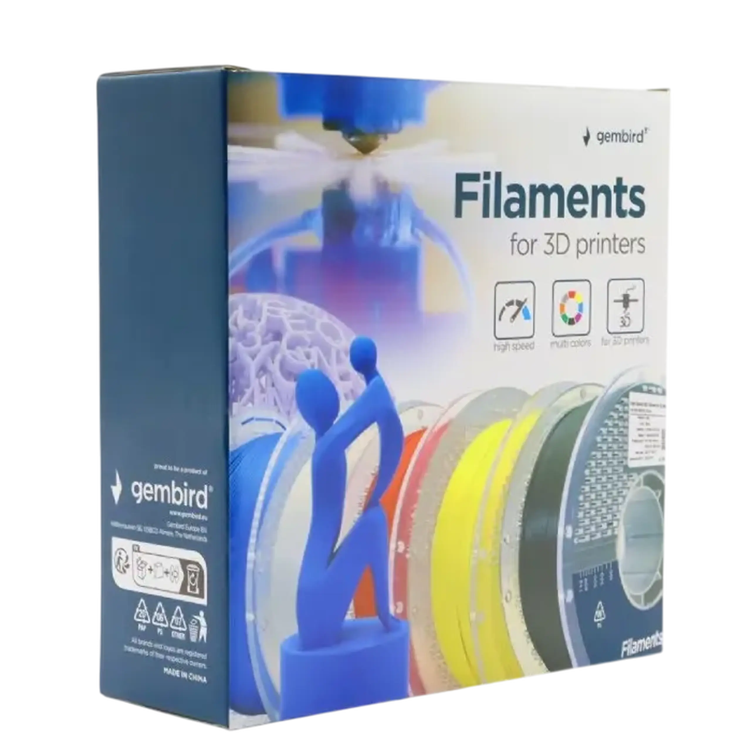 Filament pentru imprimantă 3D Gembird 3DP-ABS1.75HY-01-B, ABS, Albastru, 1.75 mm, 1kg