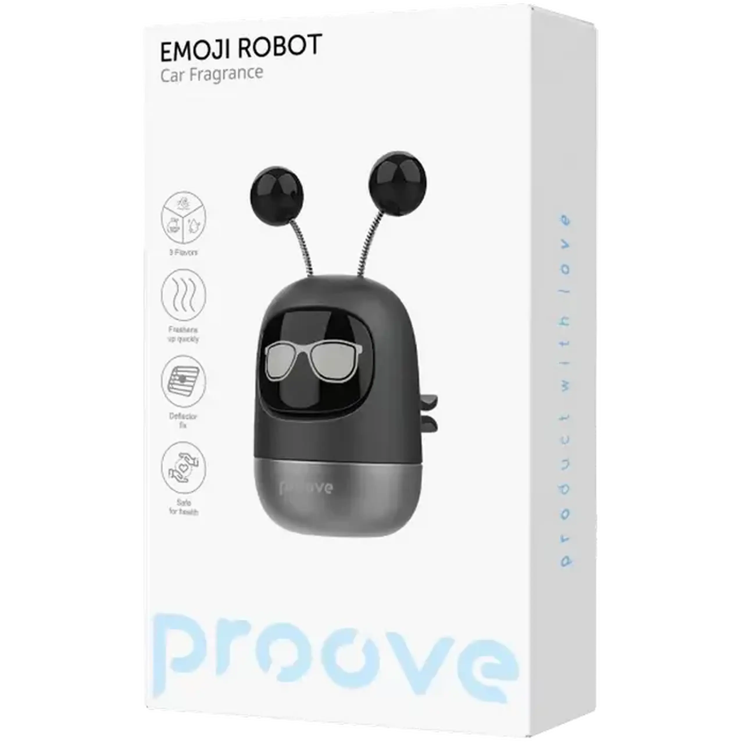 Aromatizator auto Proove Emoji Robot Ben, Negru