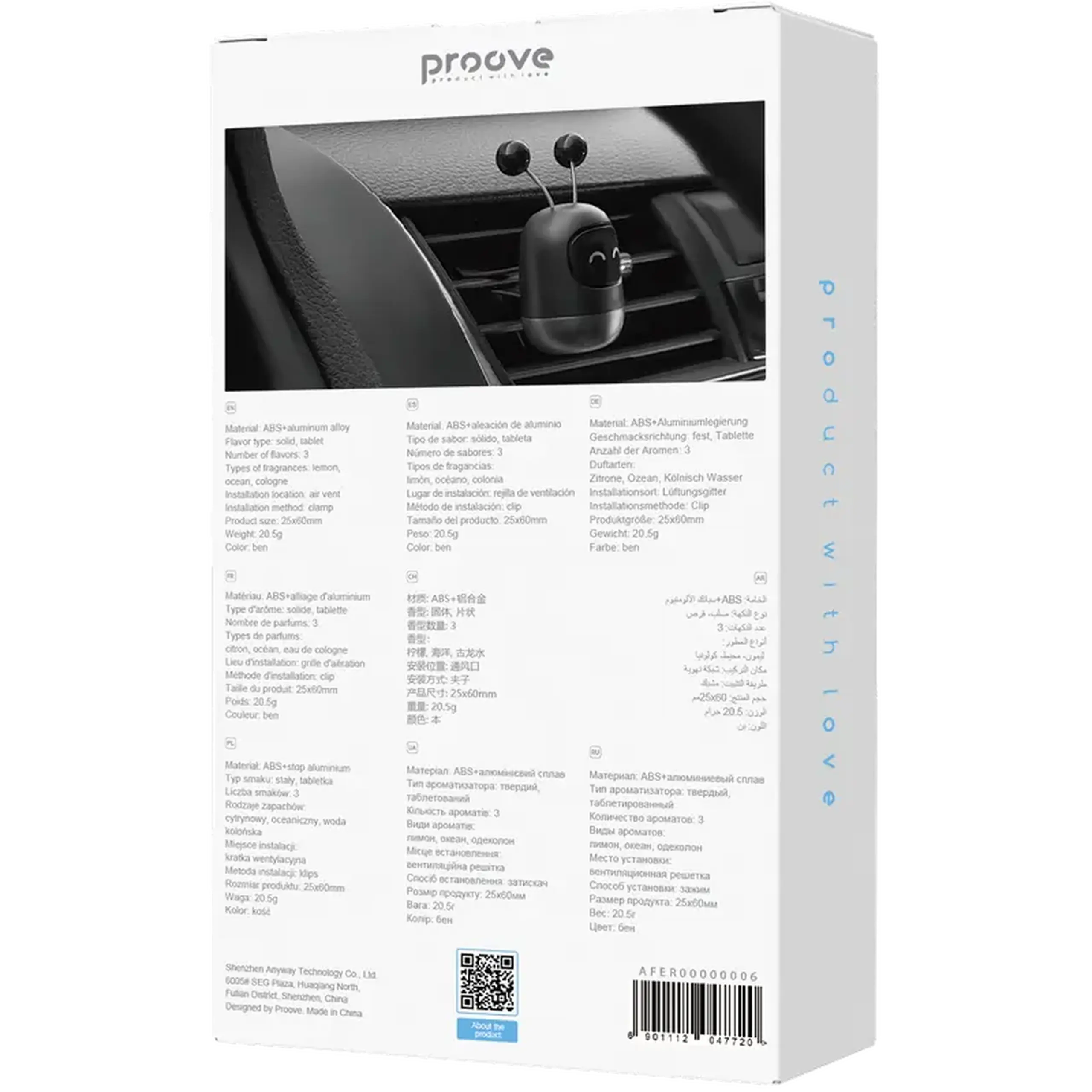 Aromatizator auto Proove Emoji Robot Happy, Negru