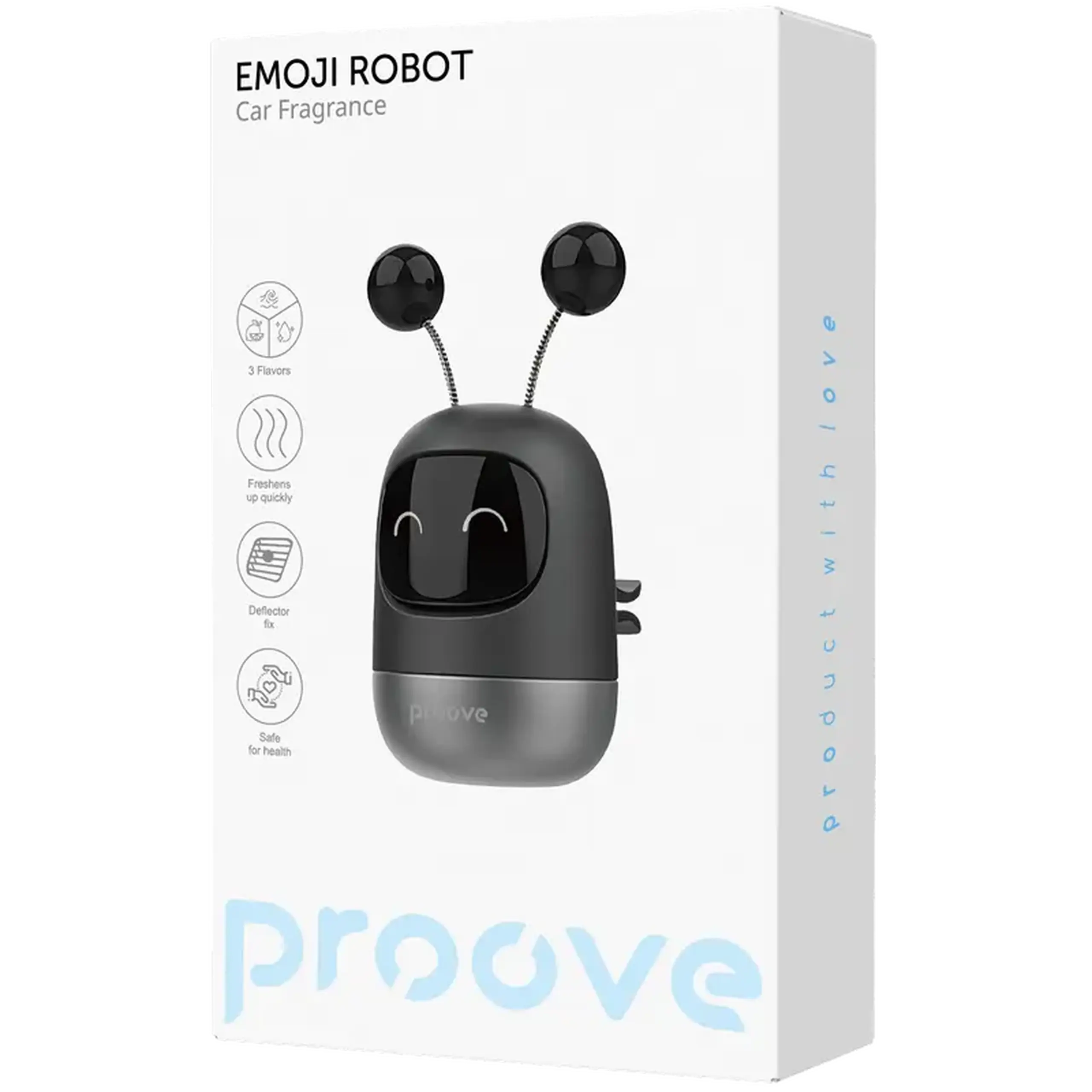 Aromatizator auto Proove Emoji Robot Happy, Negru