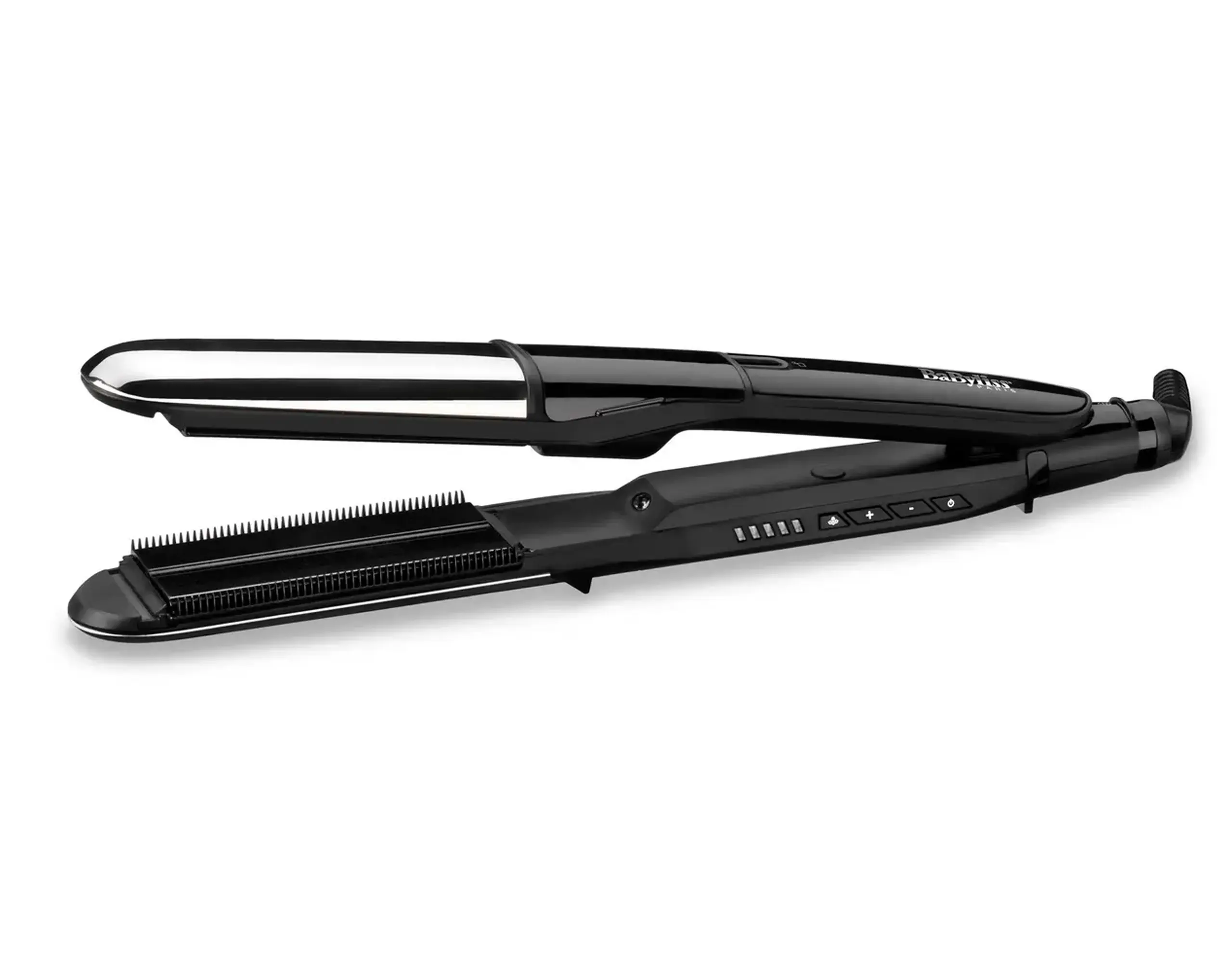 Placă de îndreptat părul BaByliss 2 in 1 Steam Shine ST496E, Negru