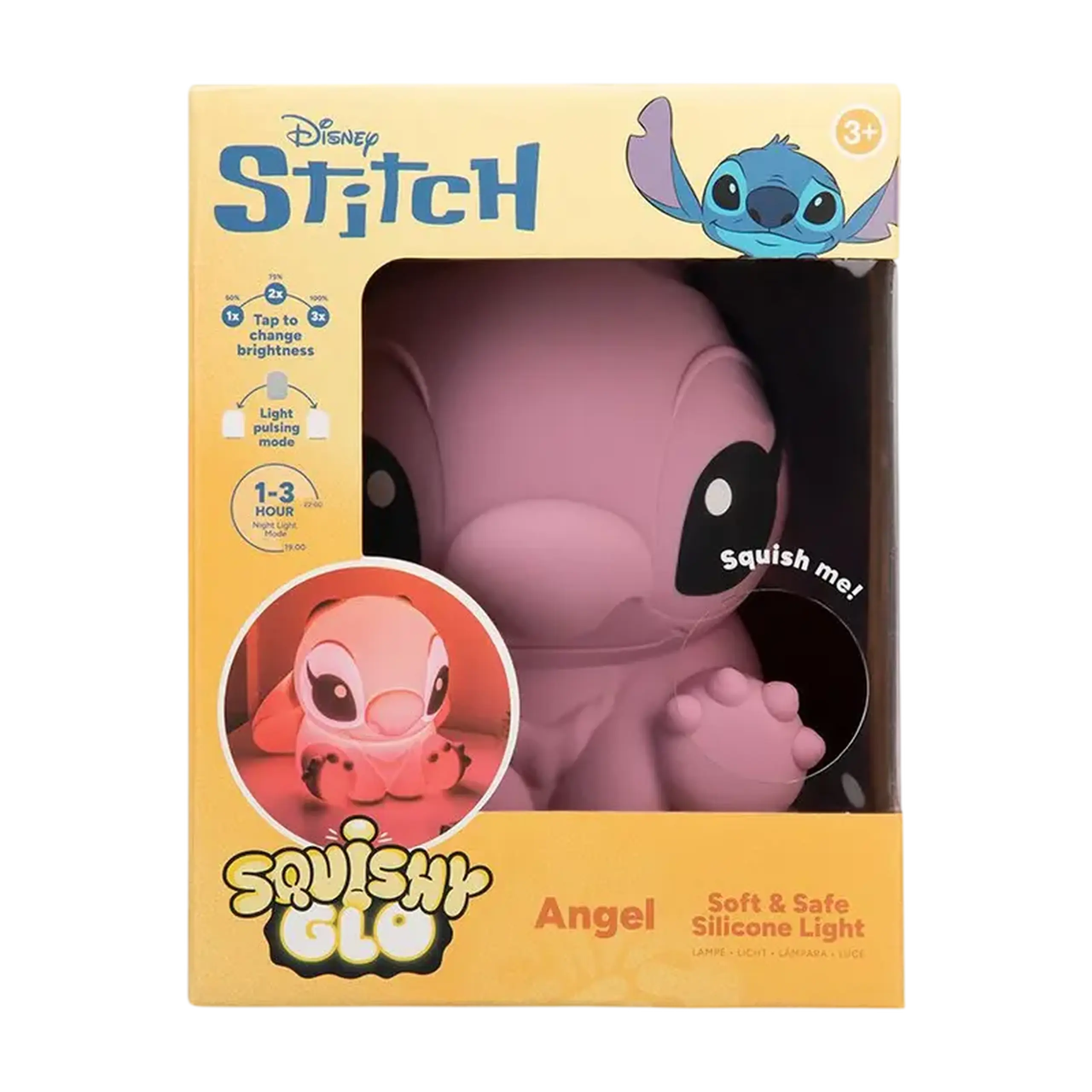 Lampă de noapte Paladone Angel SquishyGlo Silicone Light, Roz