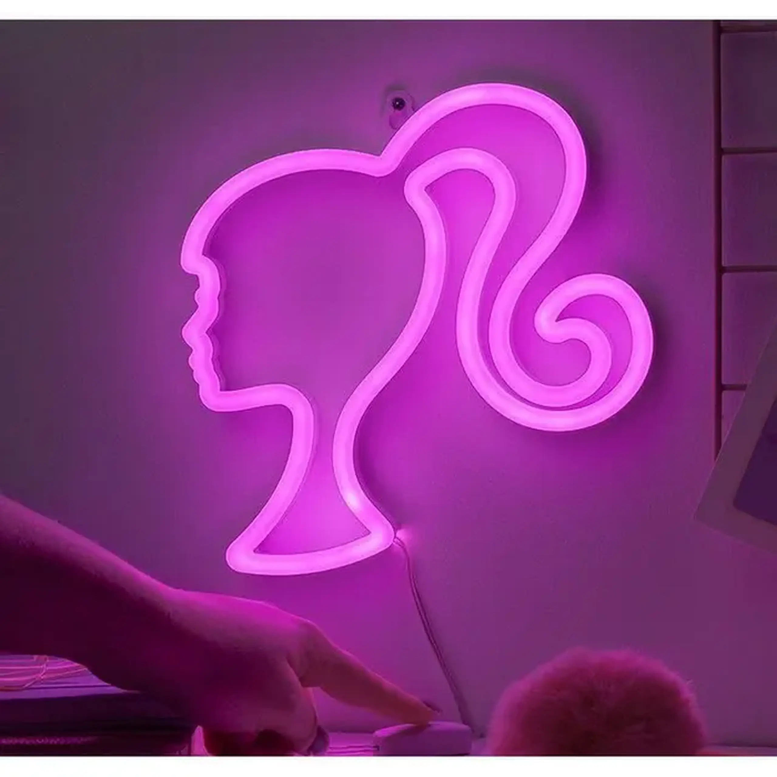 Lampă de noapte Paladone Barbie Wall Mountable LED Neon Light, Roz