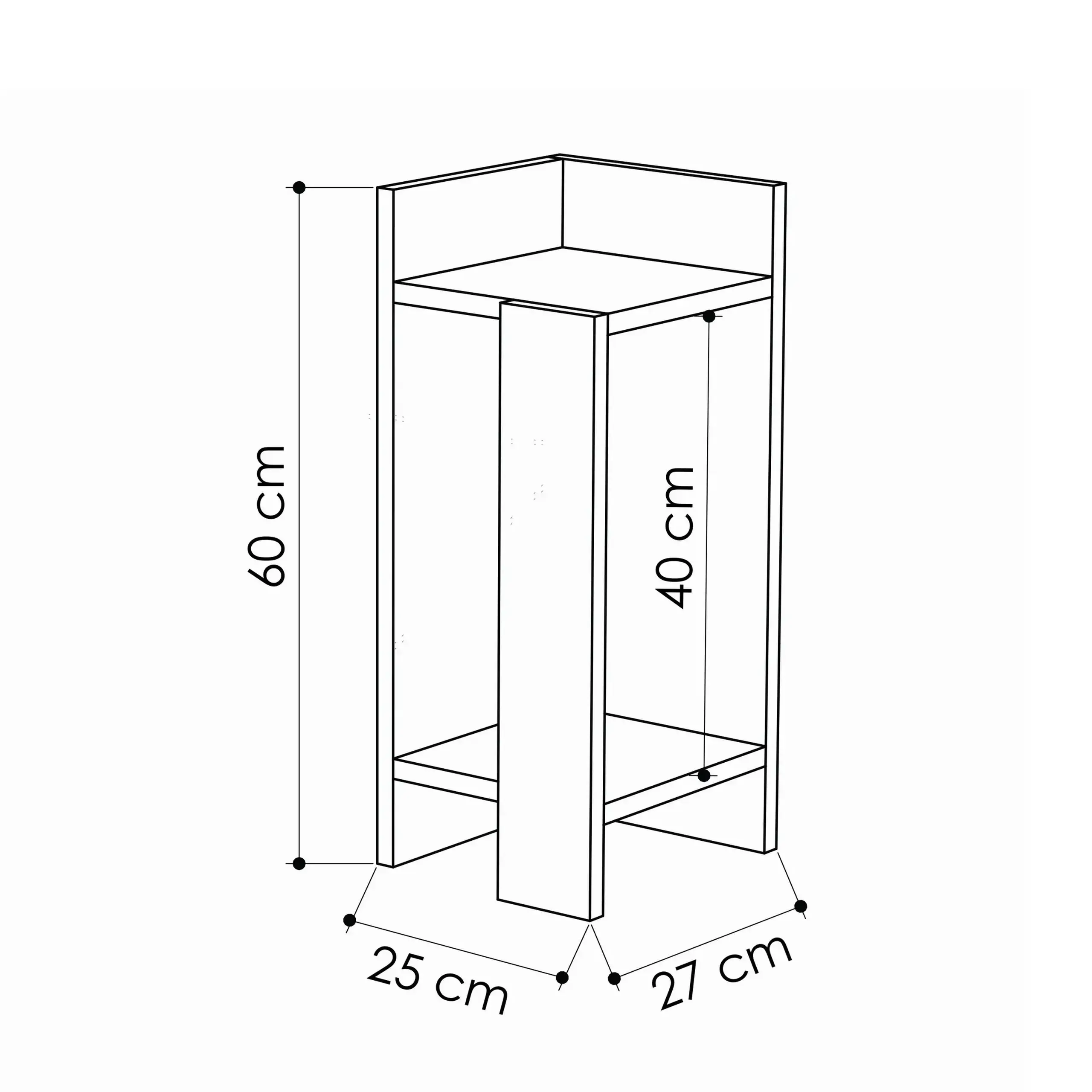 Noptiera Elos Right - Stejar, Antracit 25 x 60 x 27 cm