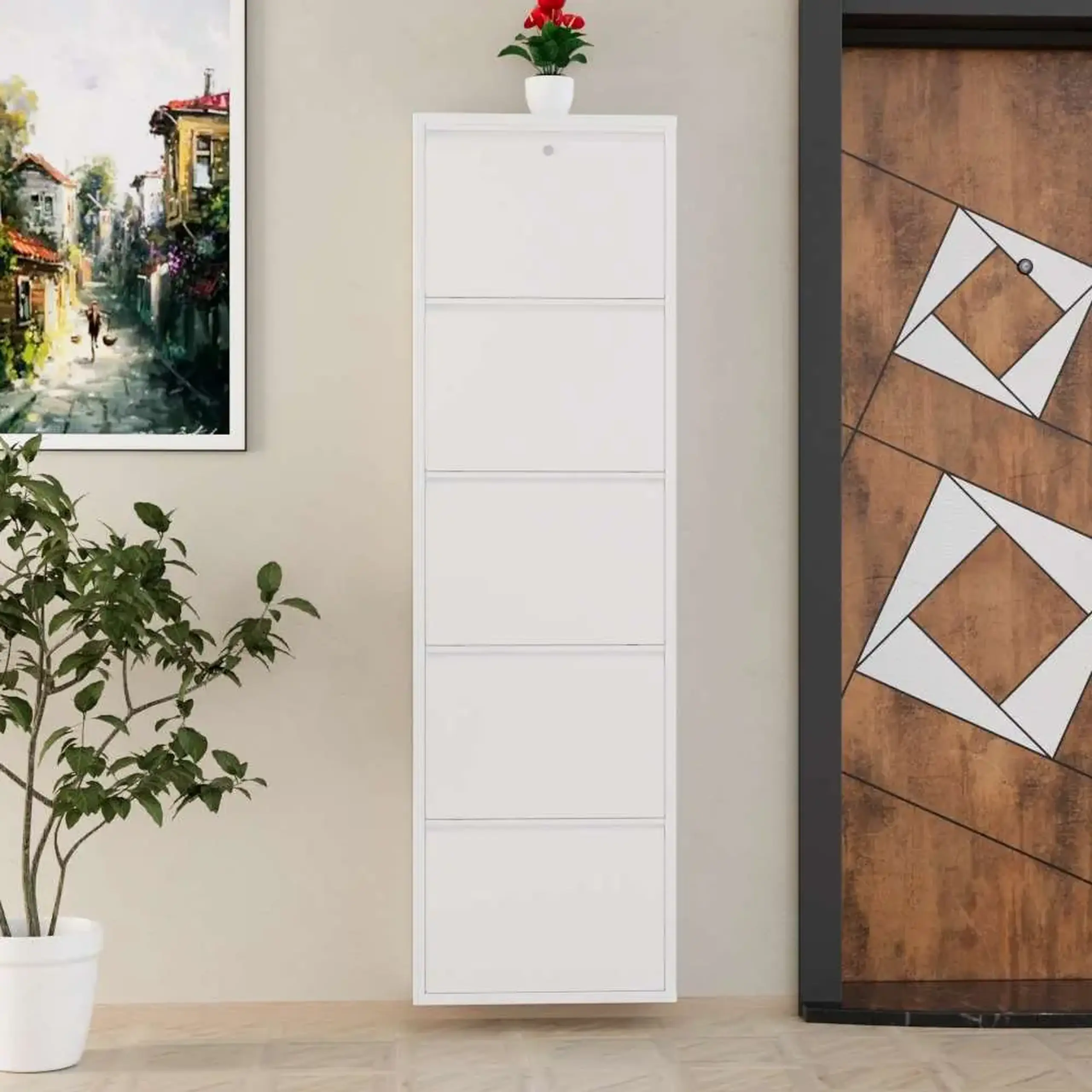 Pantofar, Locking 5 Piece Metal - White, 50 x 169 x 15 cm