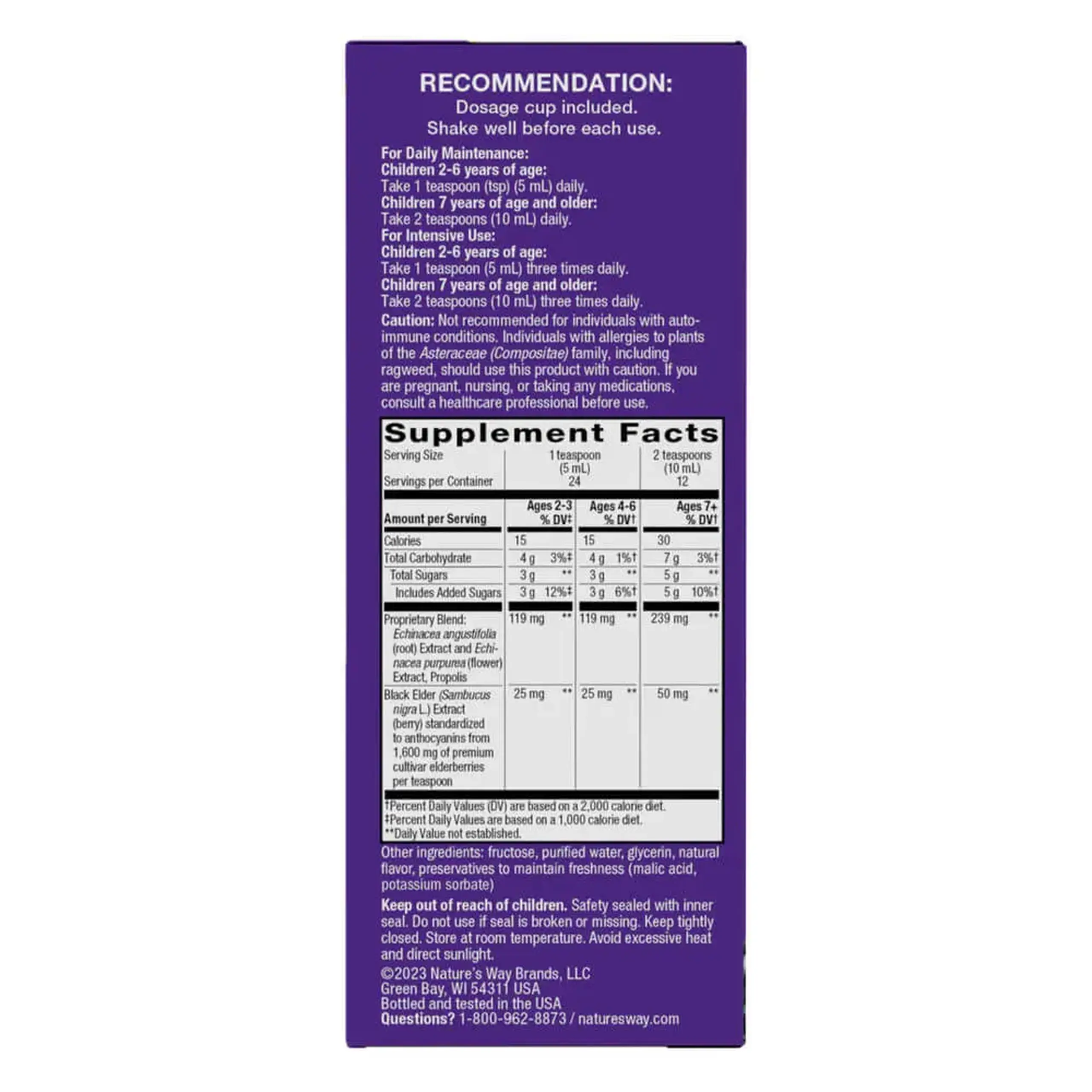Sirop imunitar Nature's Way, Sambucus Immune Syrup For Kids, 120ml