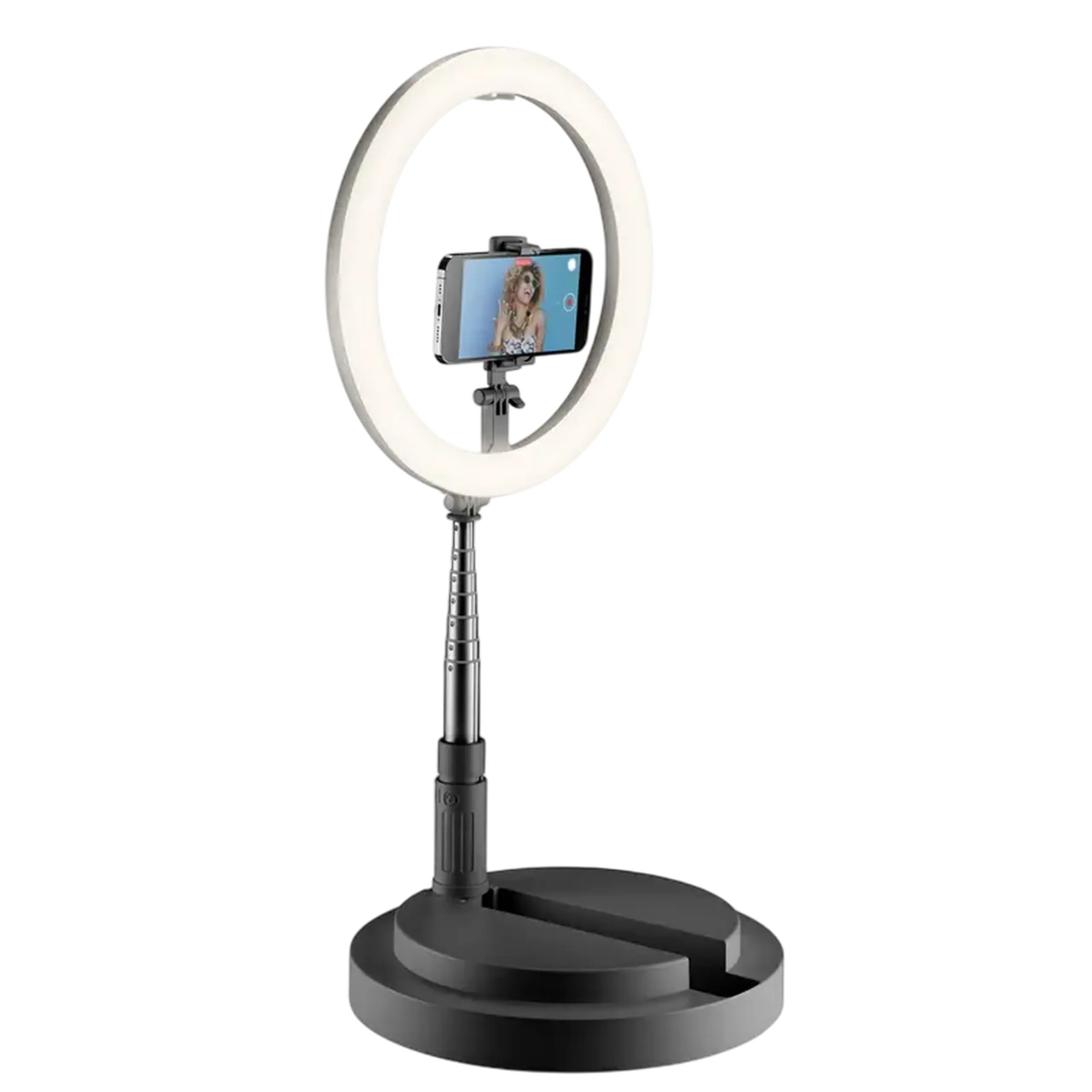Lampă circulară Cellularline Selfie Ring Compact - Universale, Negru