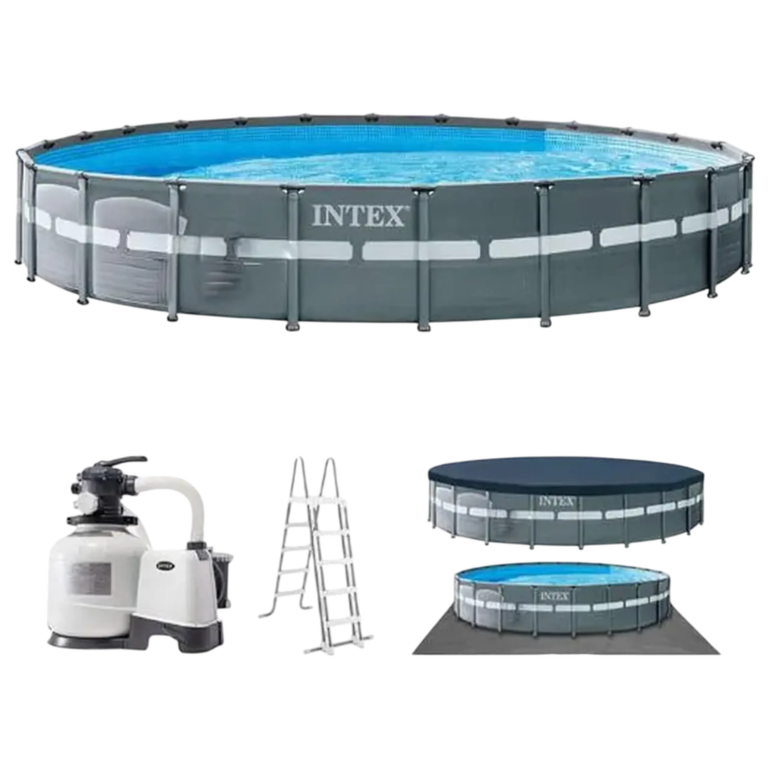 Piscină cu cadru metalic Intex XTR Frame 26340, 47241L, Gri, 26340