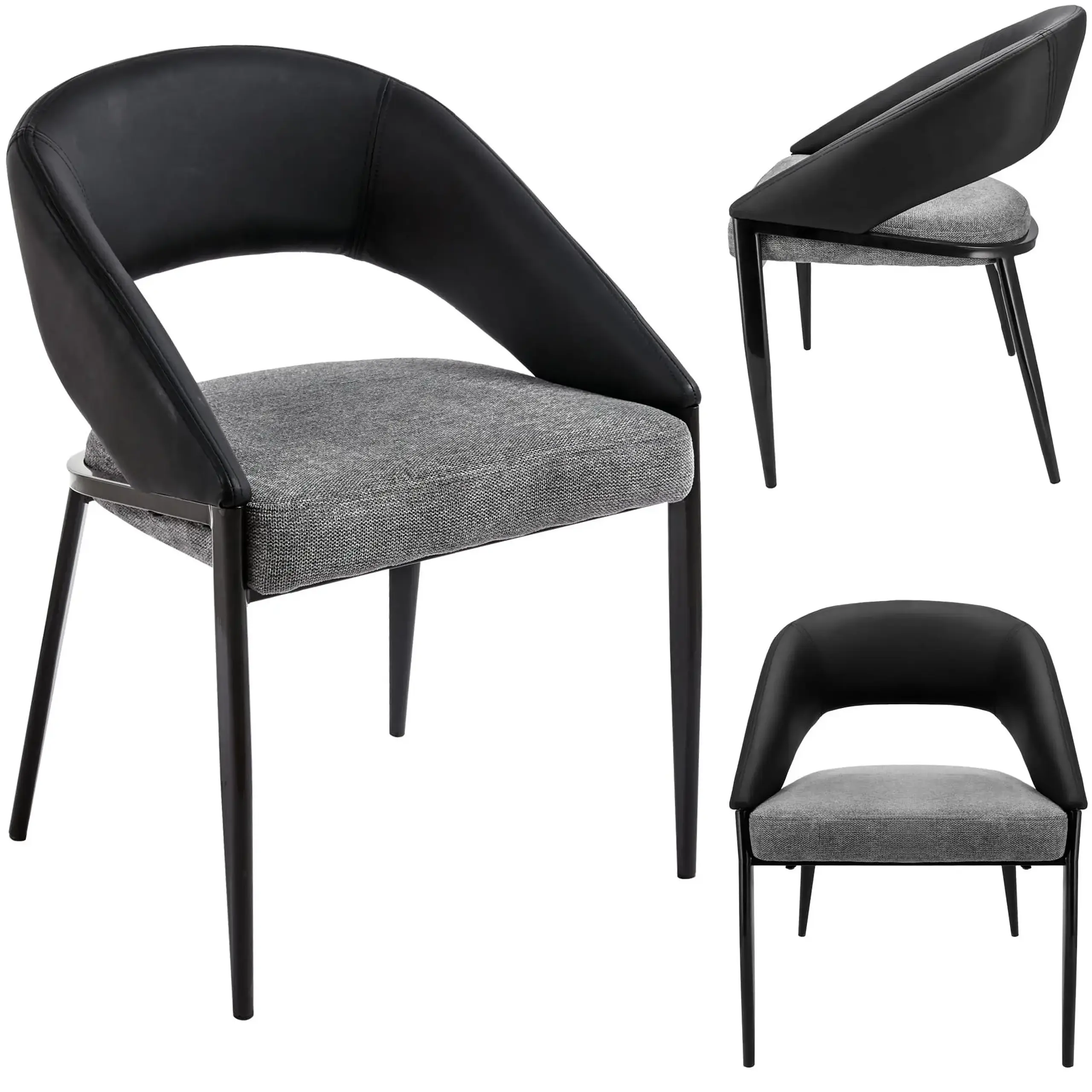 Scaun premium Jumi, BERGAMO, 80x50x65cm, picioare din metal, Negru/gri