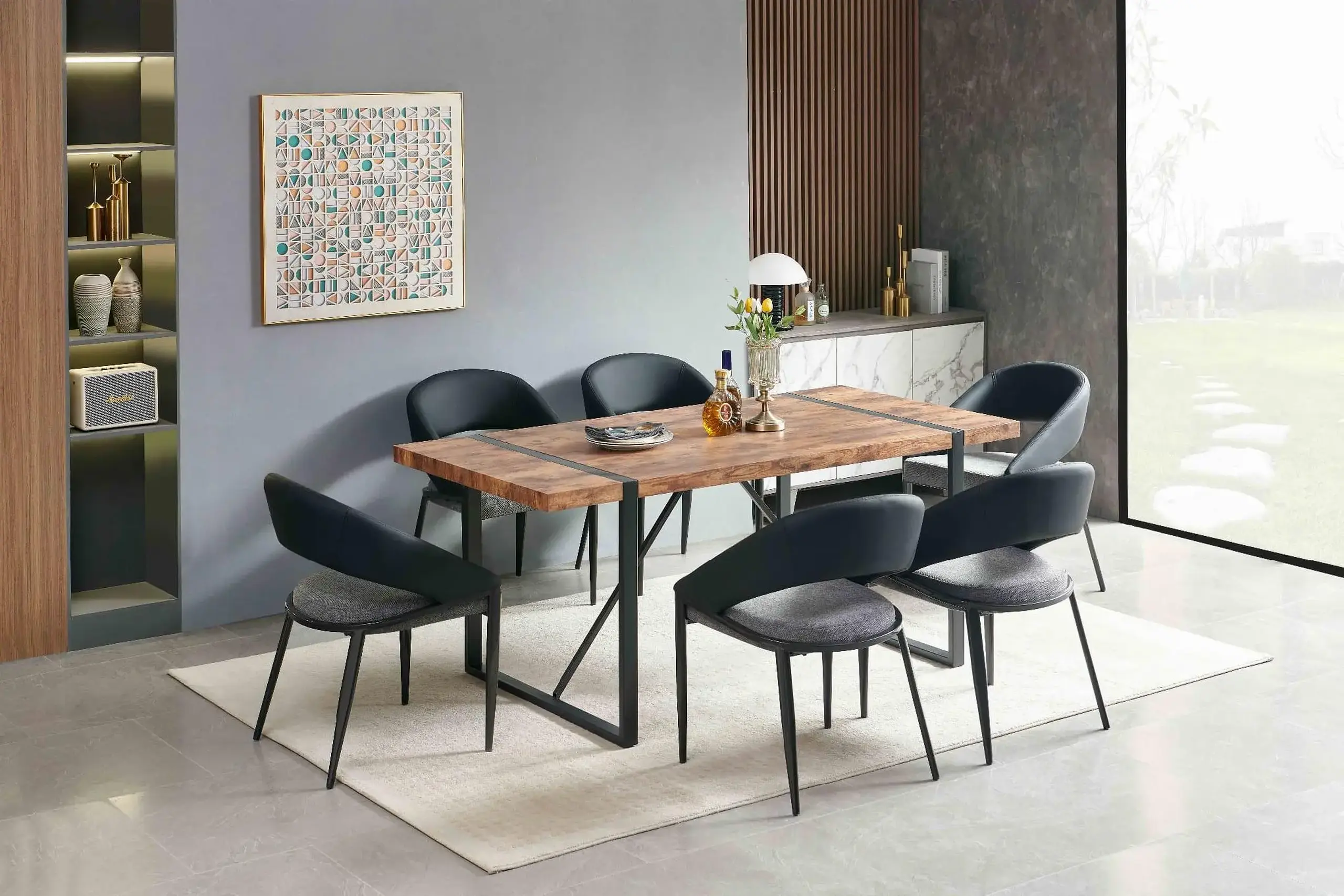 Scaun premium Jumi, BERGAMO, 80x50x65cm, picioare din metal, Negru/gri