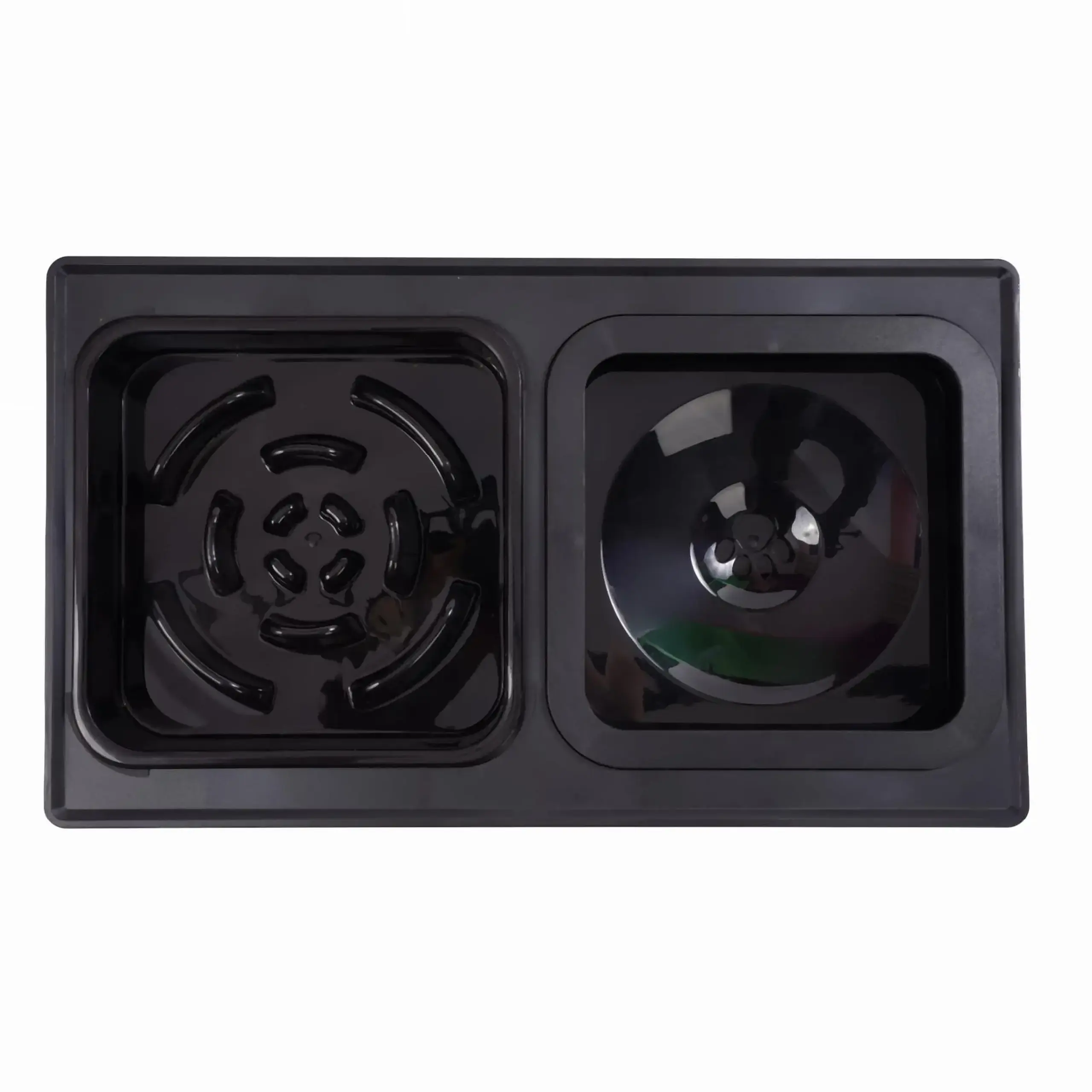 Set 2 boluri din otel inoxidabil pentru caine si pisica, Jumi, pe suport pliabil, Negru