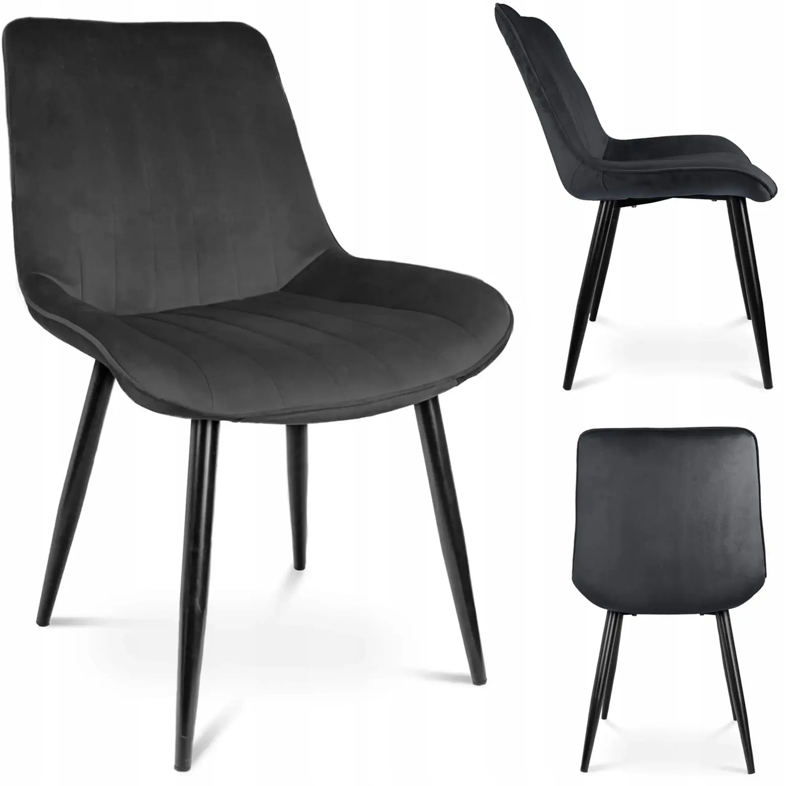 Scaun de bucatarie/living, Jumi VIVA,catifea, Negru