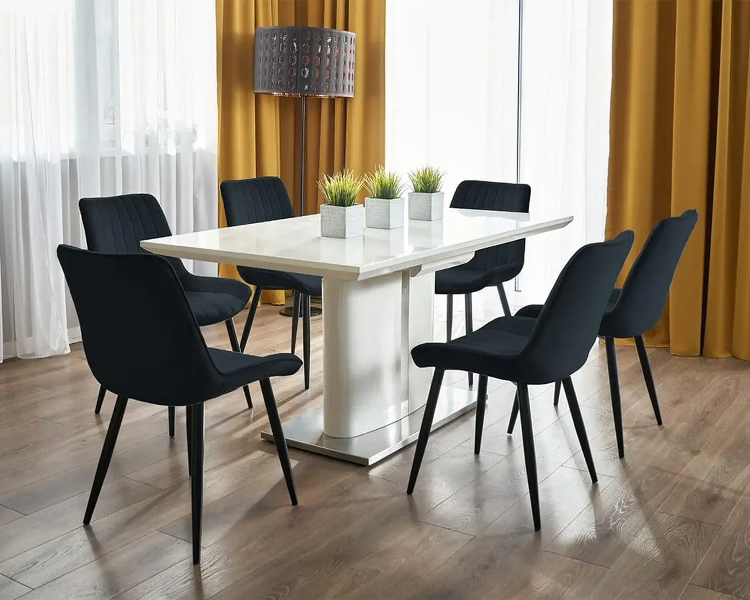Scaun de bucatarie/living, Jumi VIVA,catifea, Negru