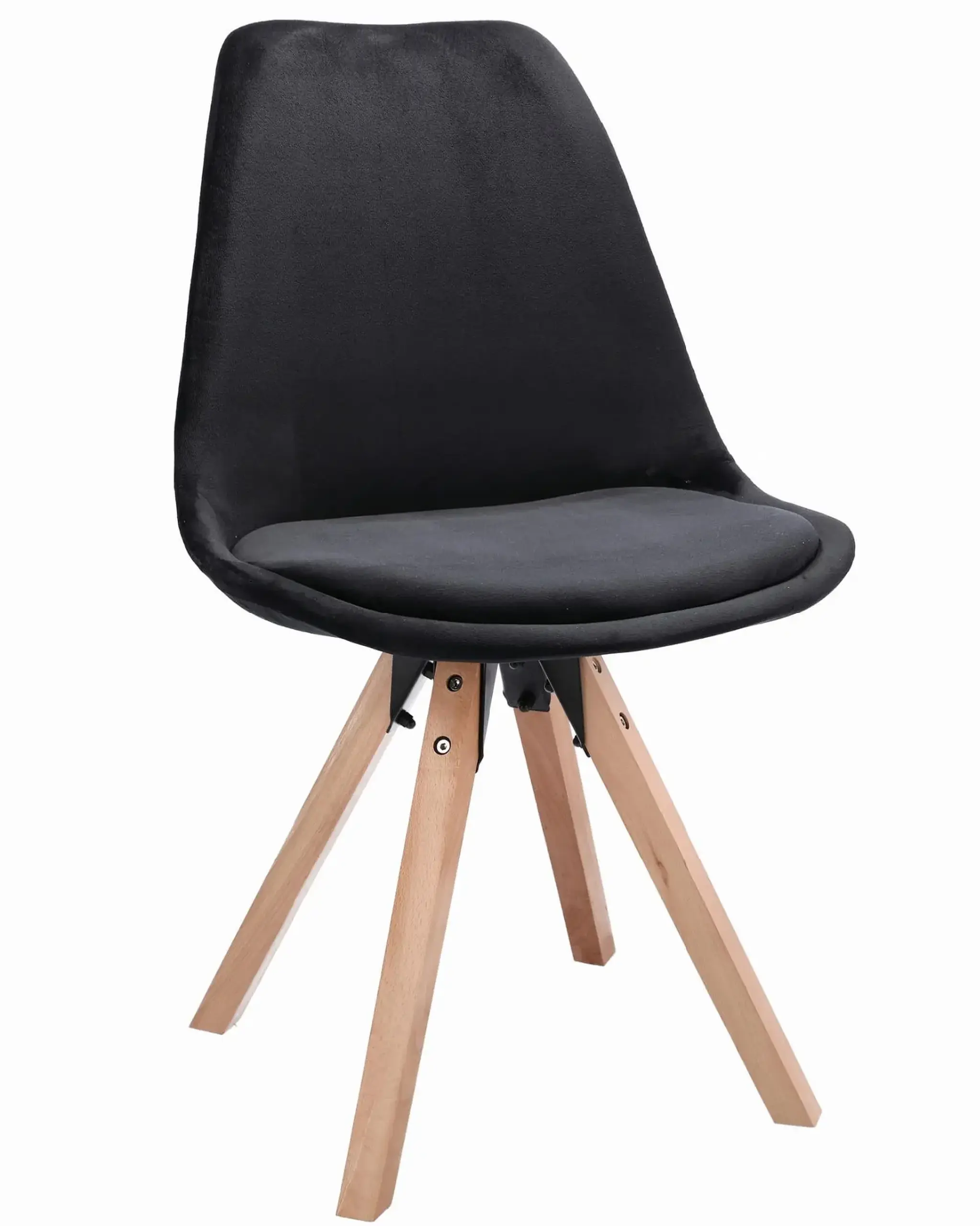 Scaun bucatarie/living, Jumi, Saida, catifea, lemn, 49x52x83 cm, Negru