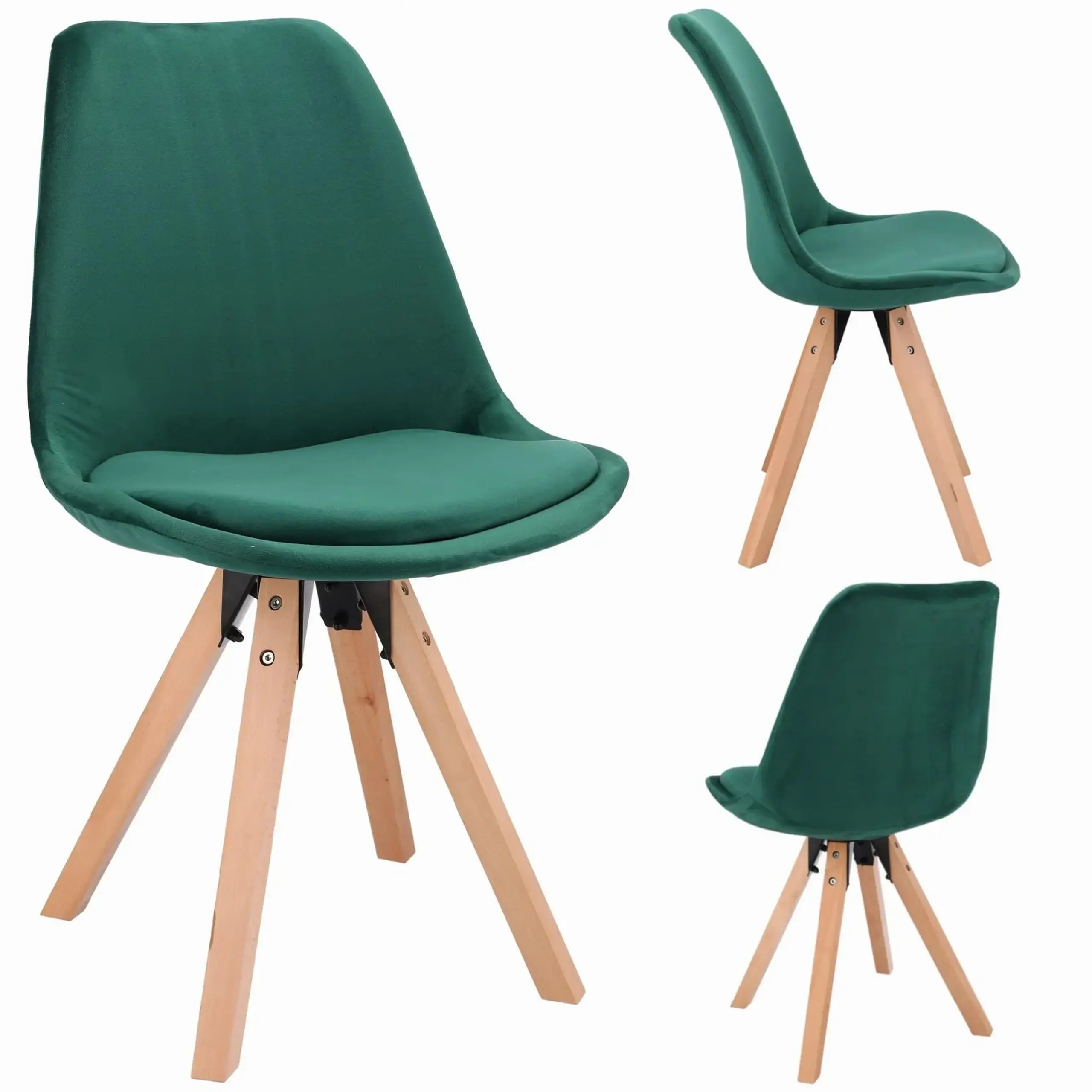Scaun bucatarie/living, Jumi, Saida, catifea, lemn, 49x52x83 cm, Verde