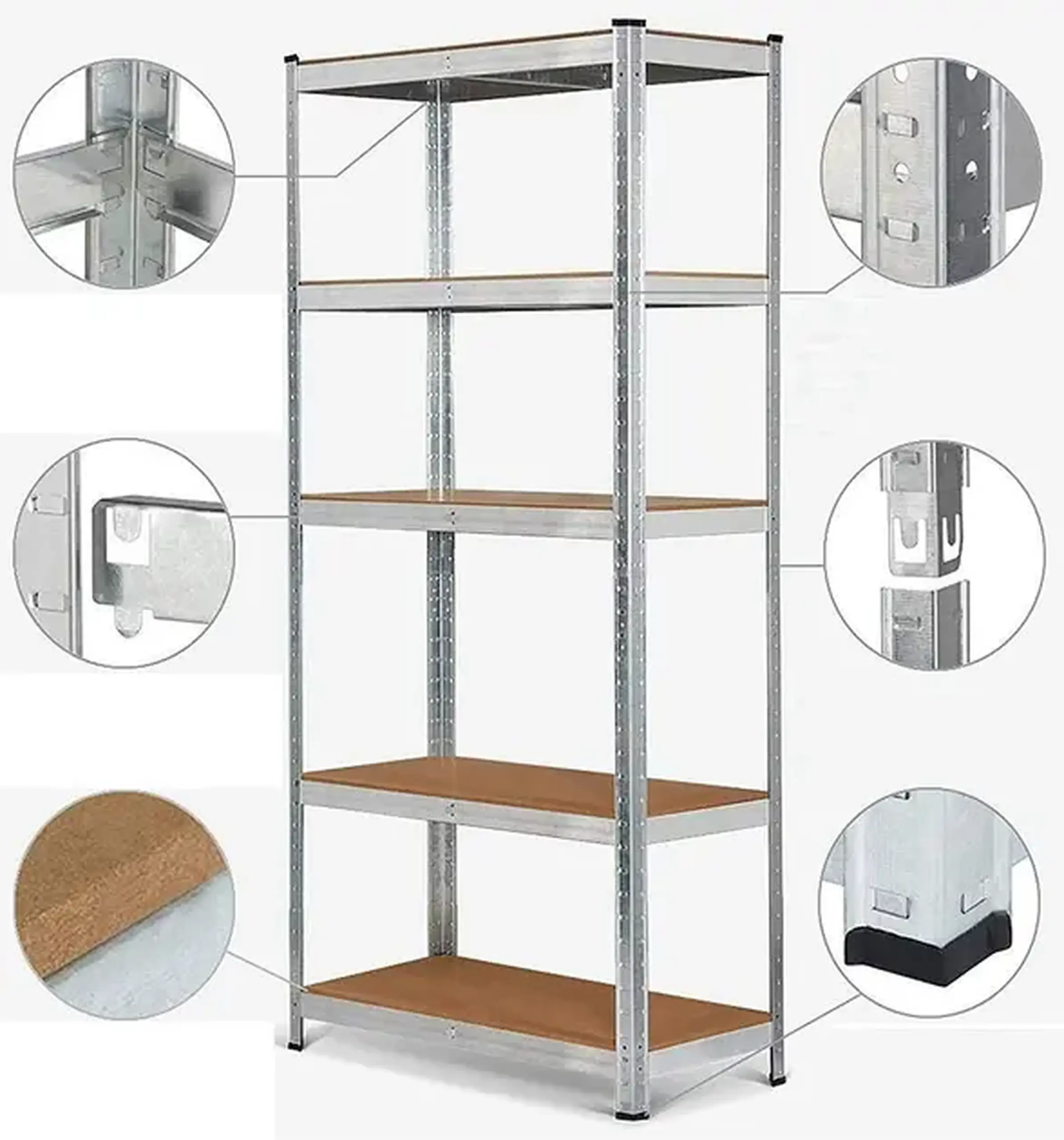 Raft metalic de depozitare Nex Budget 2200x1100x400 mm, 5 rafturi MDF, galvanizat
