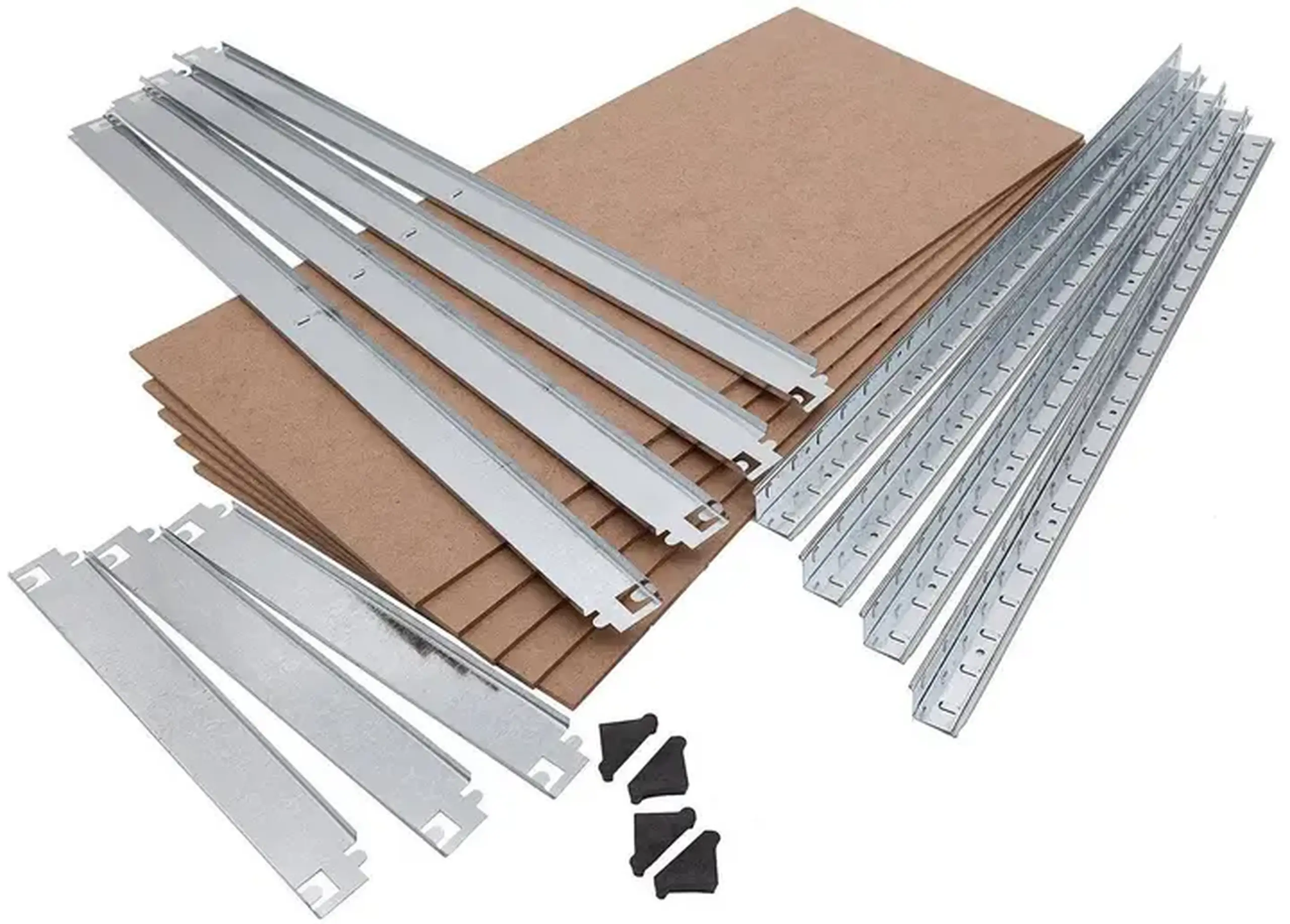 Raft metalic de depozitare Nex Budget 2200x1100x400 mm, 5 rafturi MDF, galvanizat