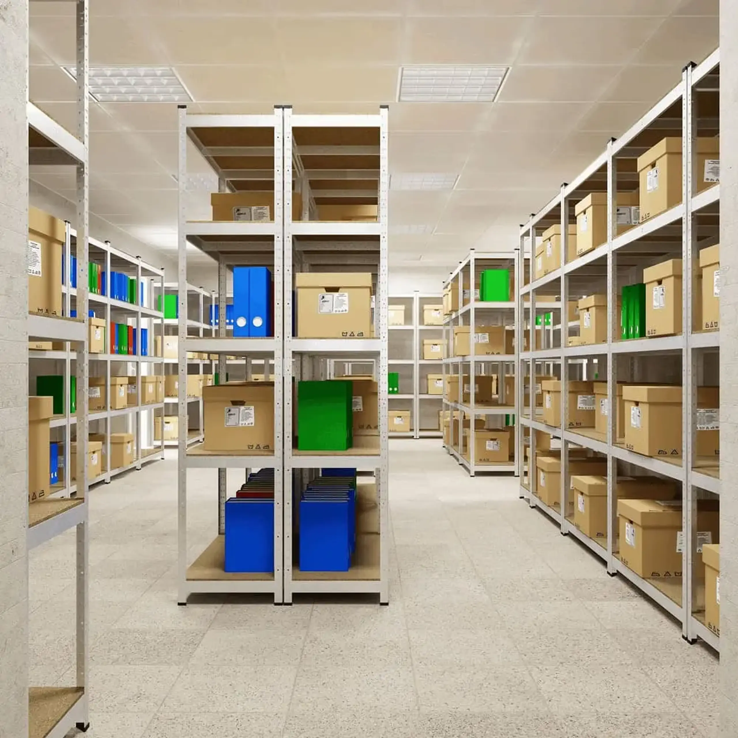 Raft metalic de depozitare Nex Standard 2400x1200x500mm, 5 rafturi, MDF, galvanizat