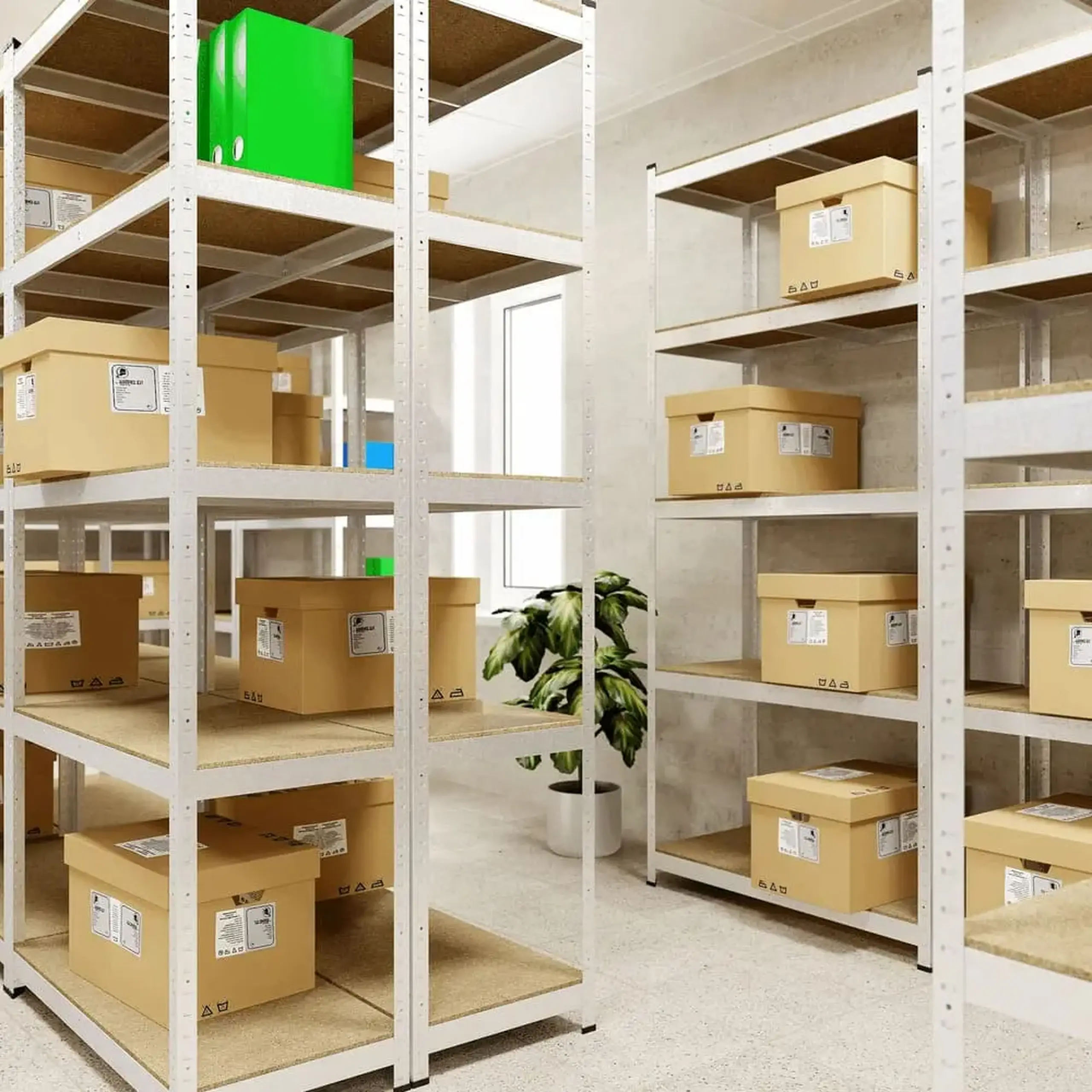 Raft metalic de depozitare Nex Standard 2400x1200x500mm, 5 rafturi, MDF, galvanizat