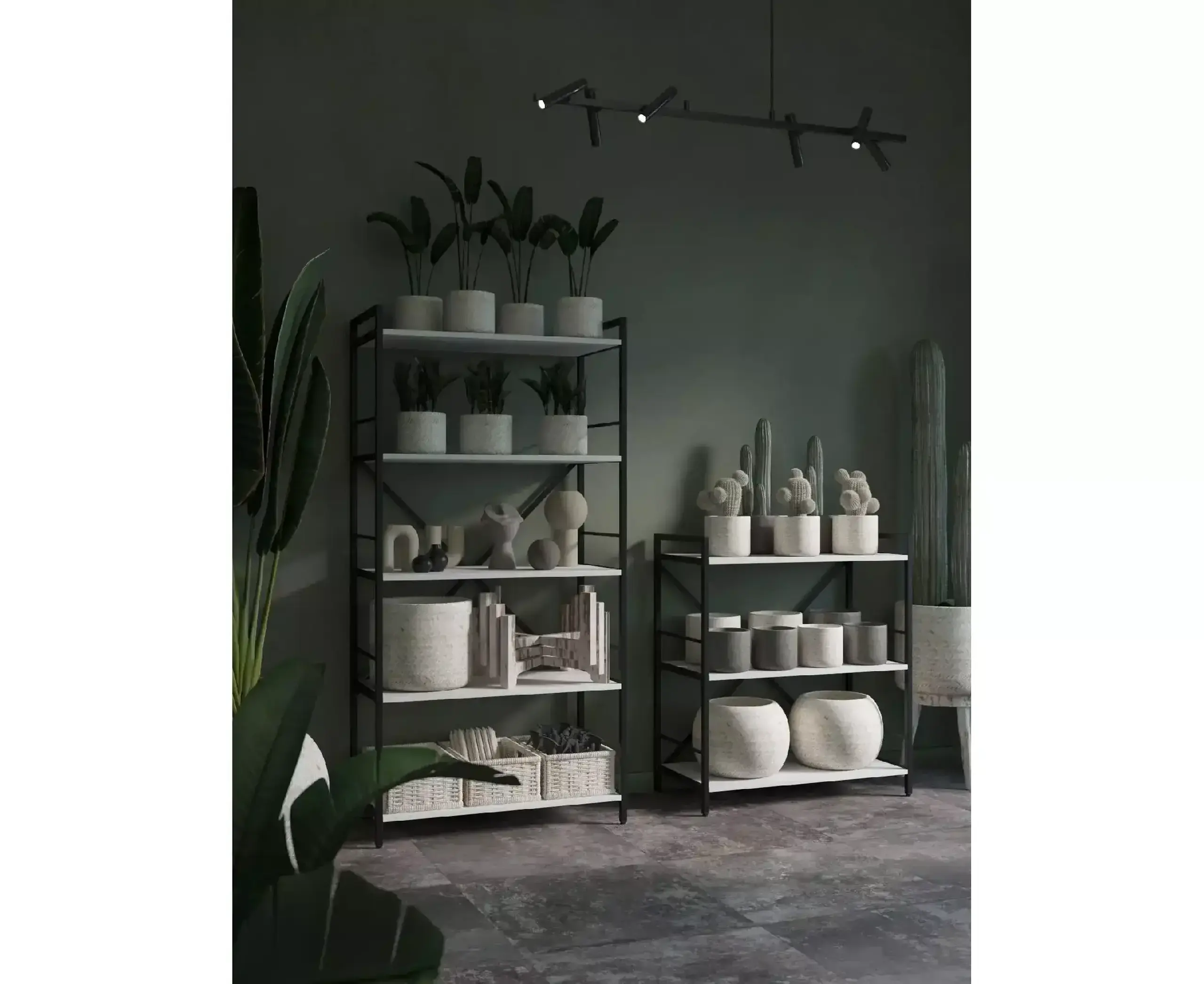 Raft metalic Nex Loft 1800x600x240 mm, 6 rafturi, PAL, Anthracite/ White snow