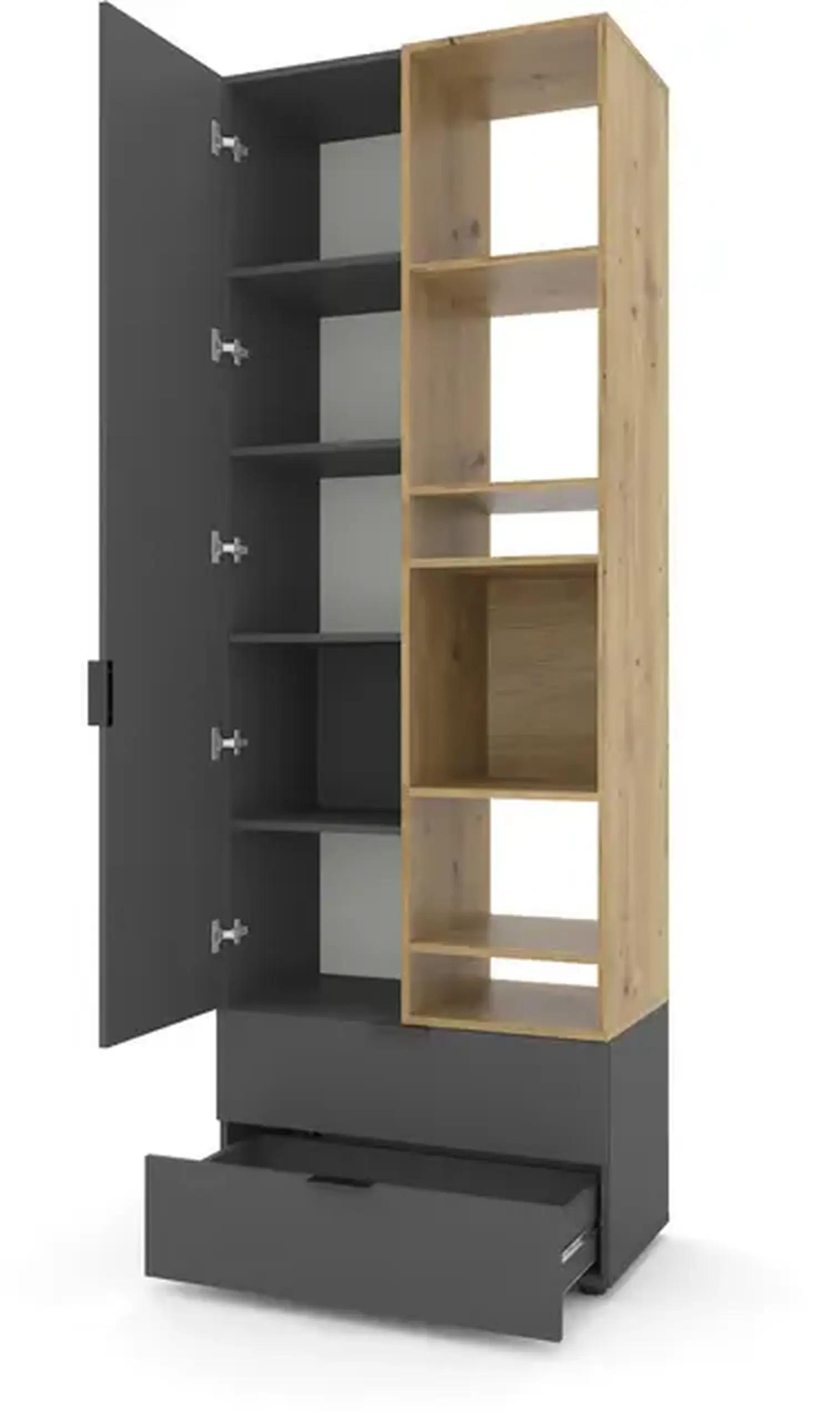 Dulap cu usi batante Nex Home A001R, 800x420x2300 mm, PAL Anthracit/Oak Artisan