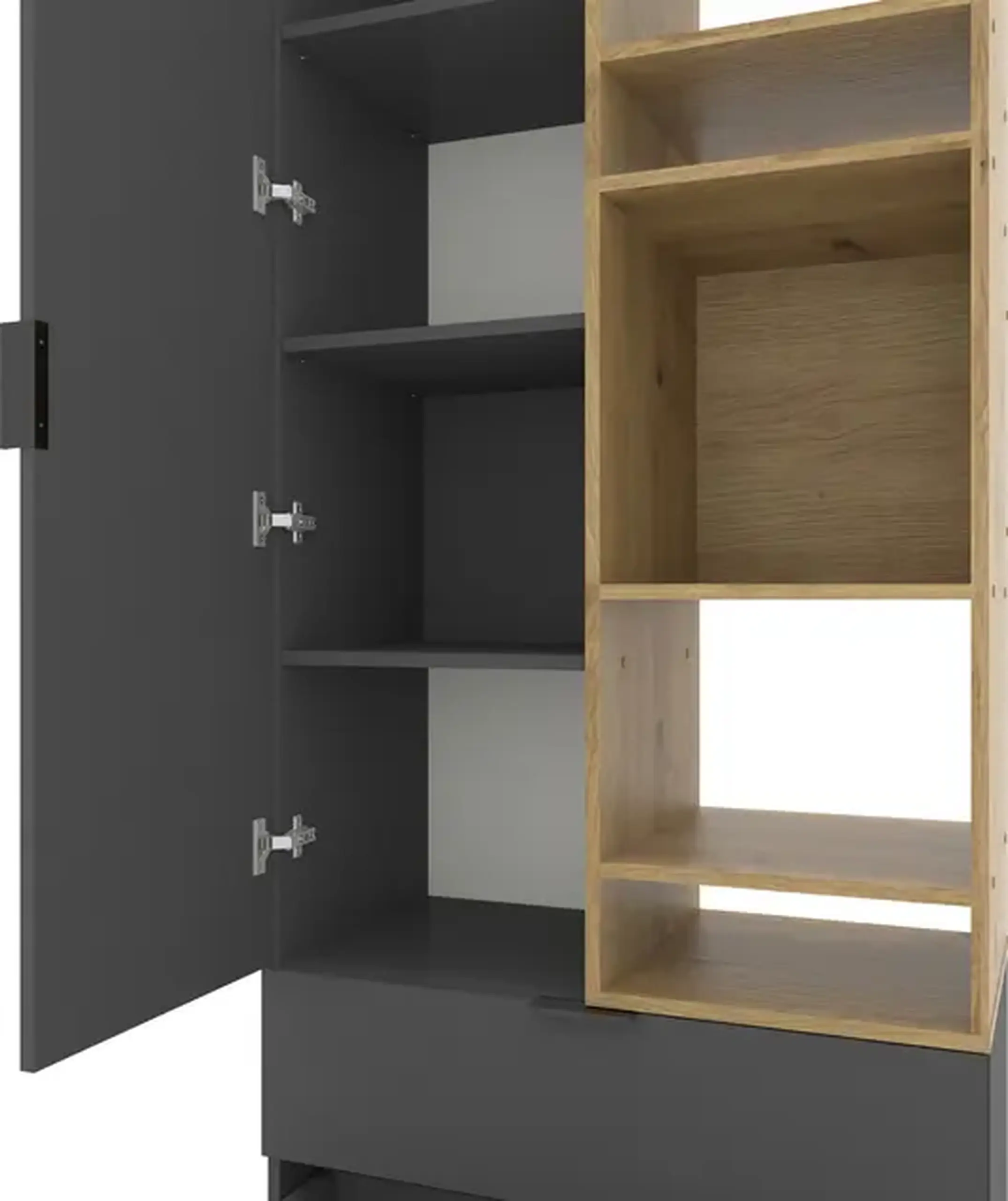 Dulap cu usi batante Nex Home A001R, 800x420x2300 mm, PAL Anthracit/Oak Artisan