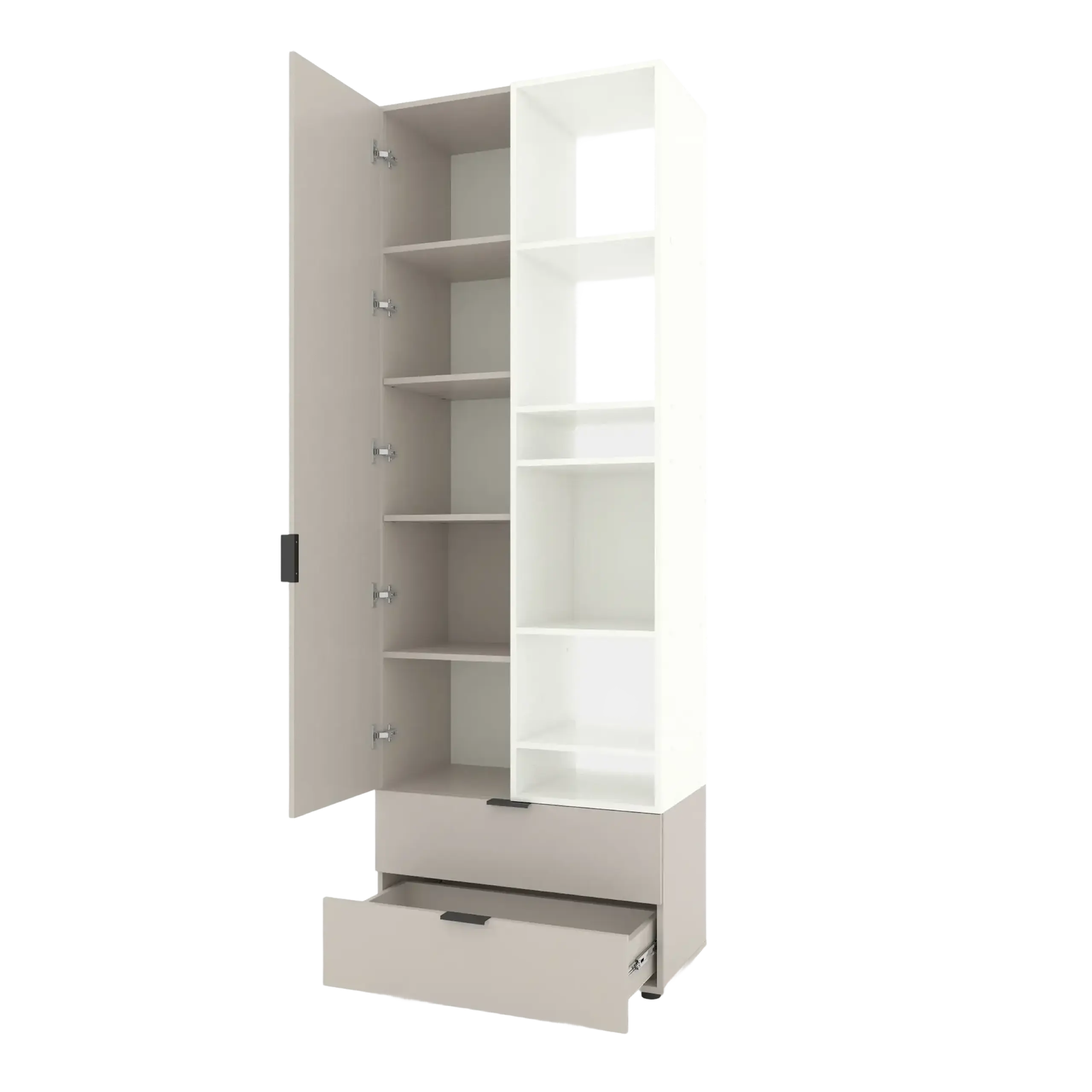 Dulap cu usi batante Nex Home A001R, 800x420x2300 mm, Cashmere-White Snow