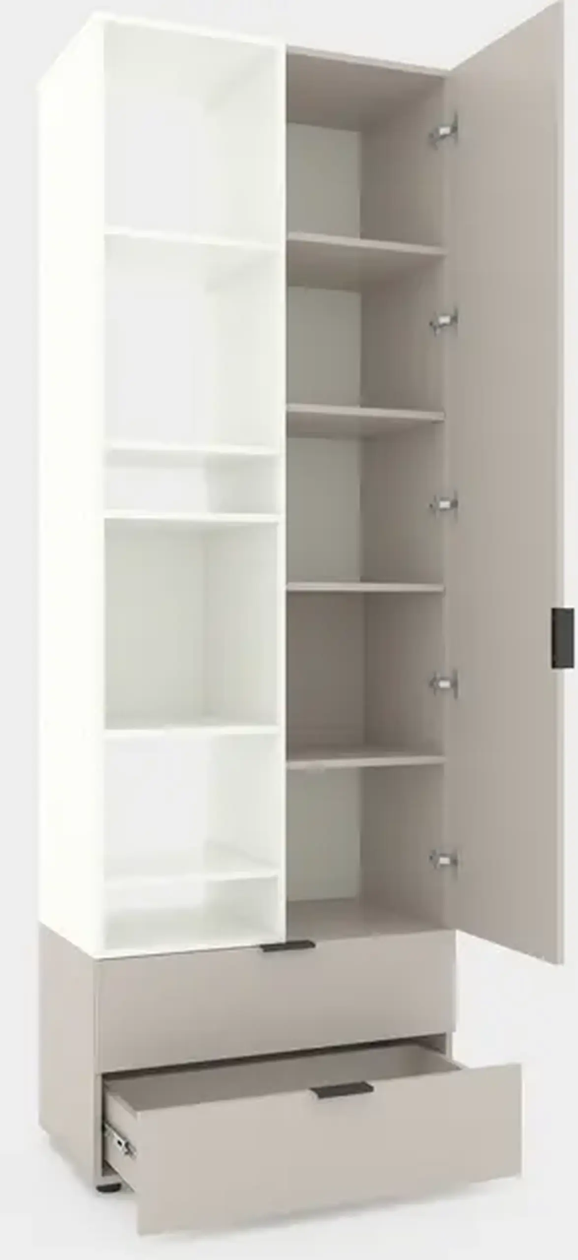 Dulap cu usi batante Nex Home A001L, 800x420x2300 mm, White Snow/Cashmere