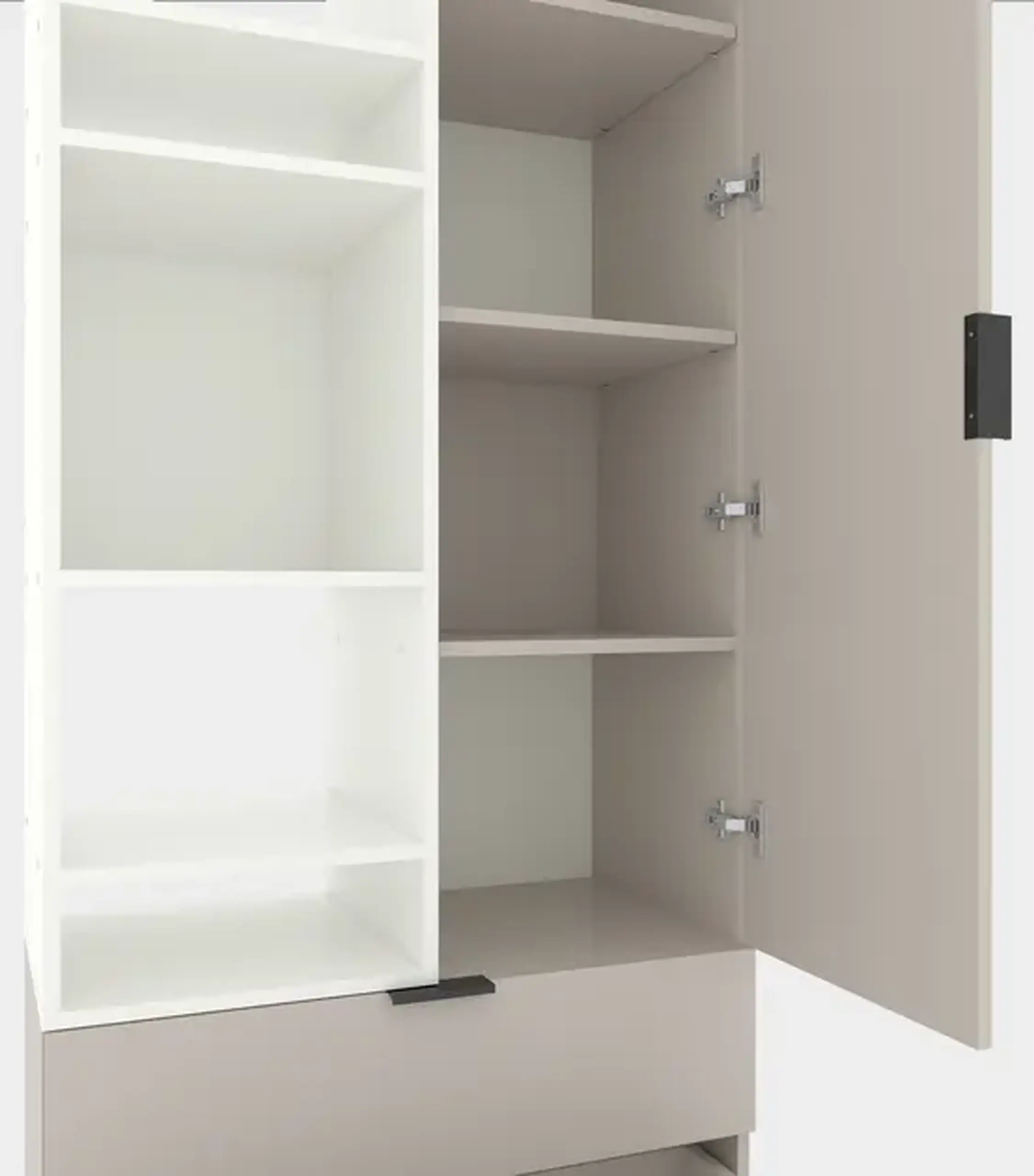Dulap cu usi batante Nex Home A001L, 800x420x2300 mm, White Snow/Cashmere