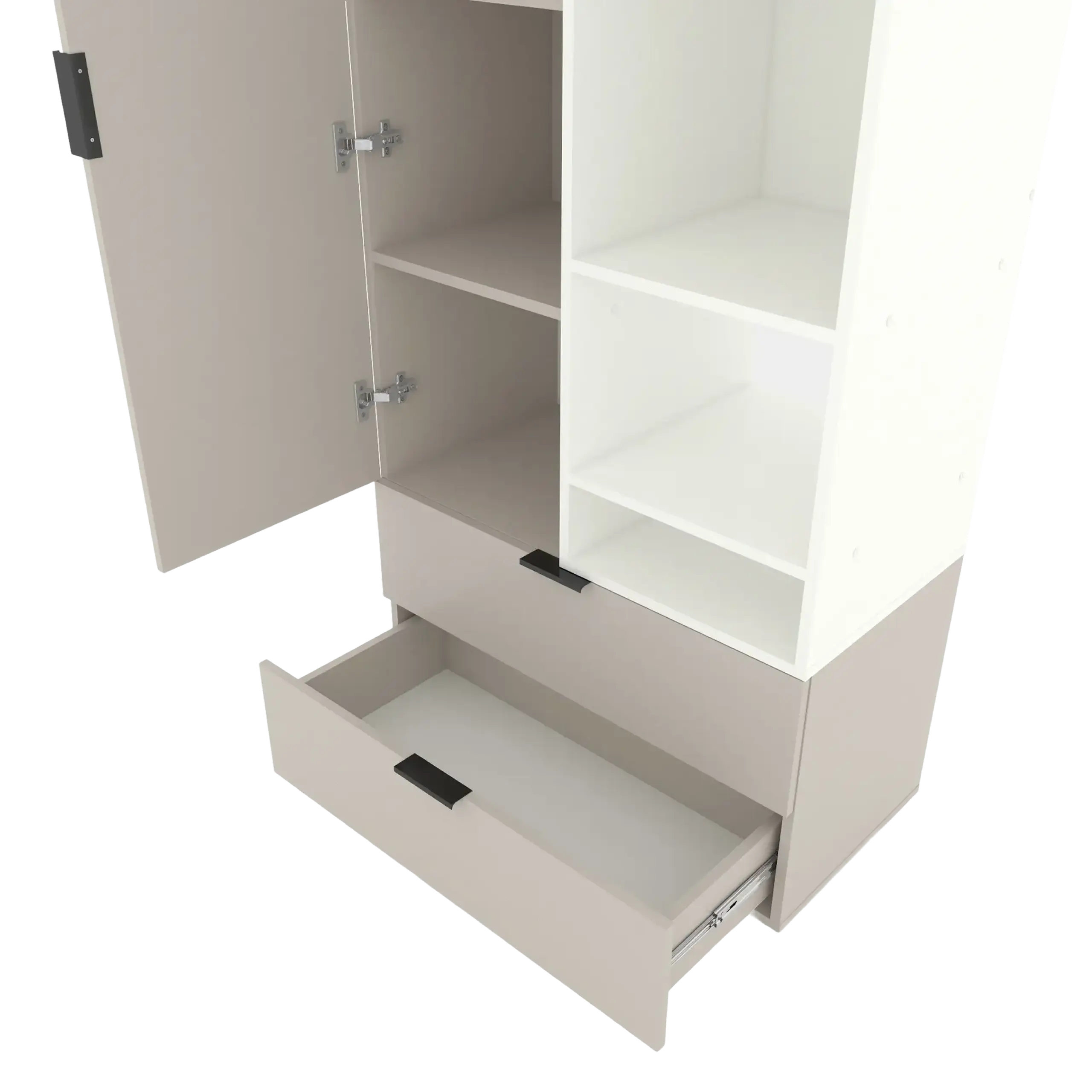 Dulap cu usi batante Nex Home A001R, 800x420x2300 mm, Cashmere-White Snow