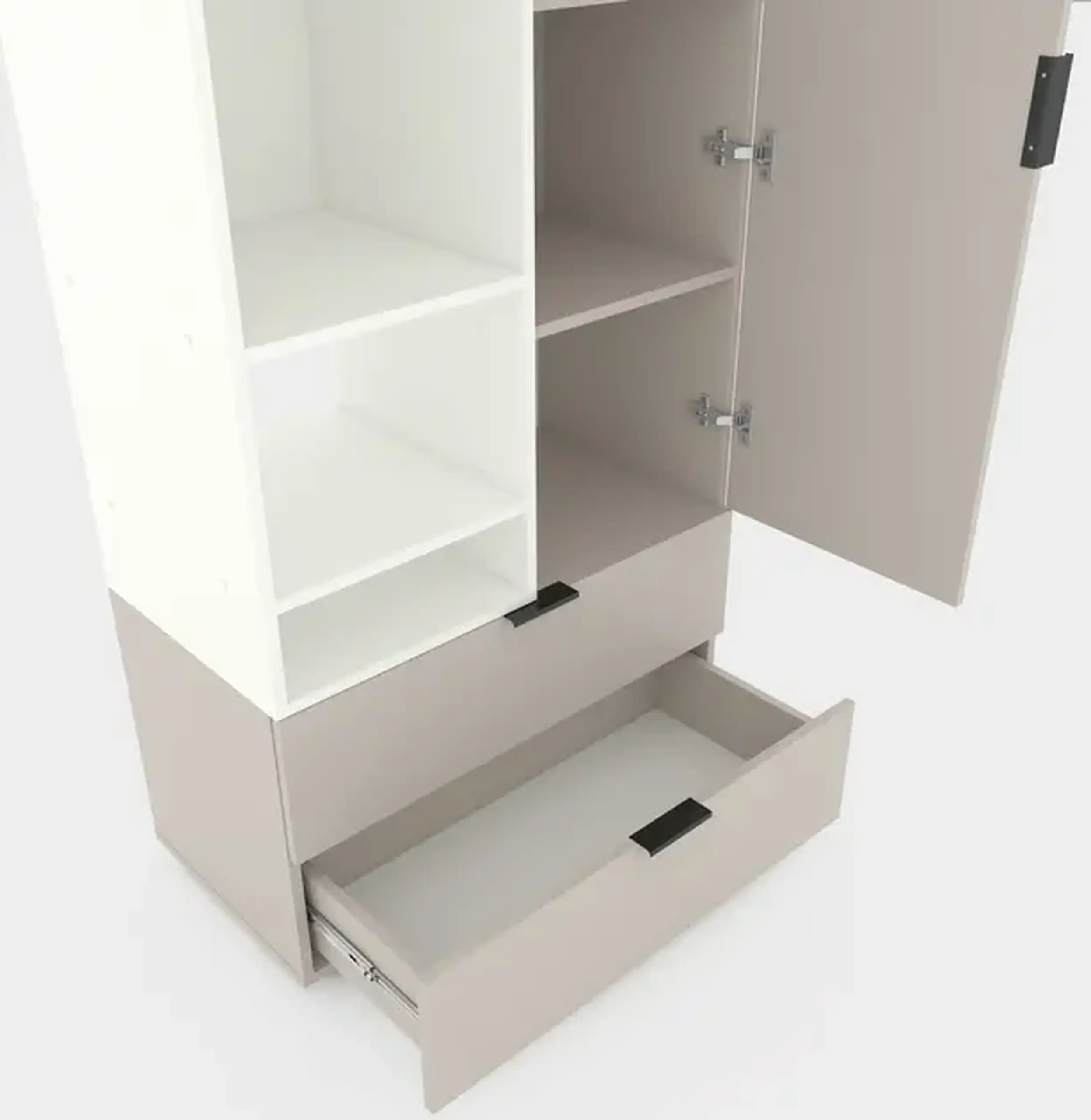 Dulap cu usi batante Nex Home A001L, 800x420x2300 mm, White Snow/Cashmere