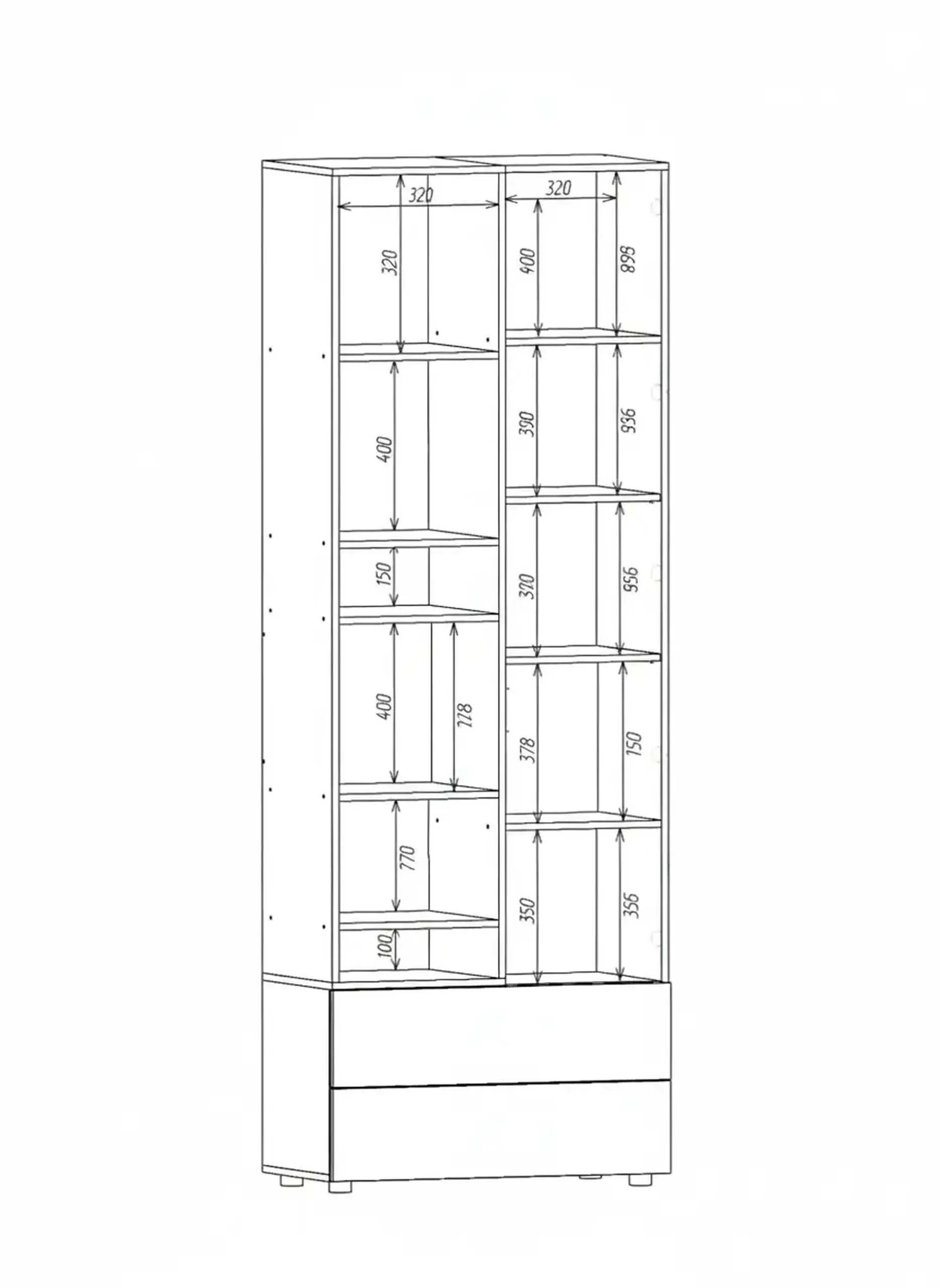 Dulap cu usi batante Nex Home A001L, 800x420x2300 mm, White Snow/Cashmere