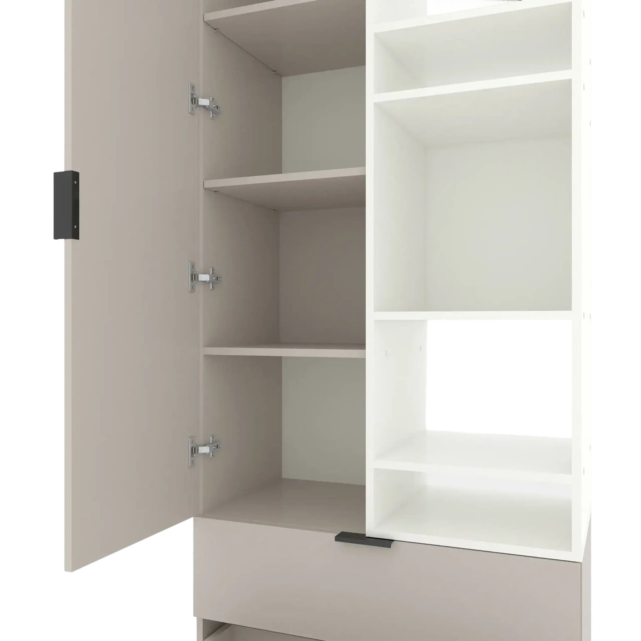 Dulap cu usi batante Nex Home A001R, 800x420x2300 mm, Cashmere-White Snow