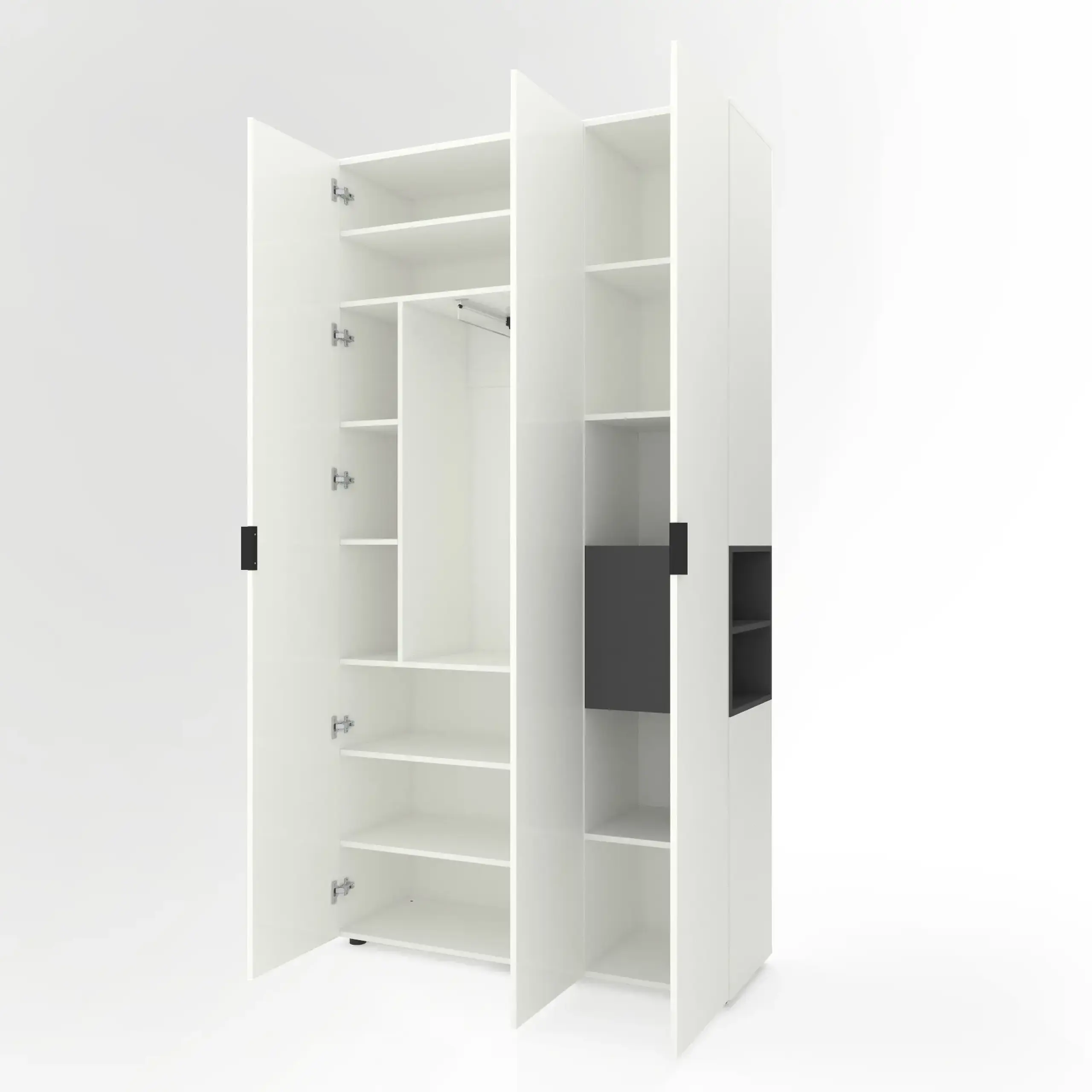 Dulap cu usi batante Nex Home A015R, 1200x420x2300 mm, White Snow-Anthracite