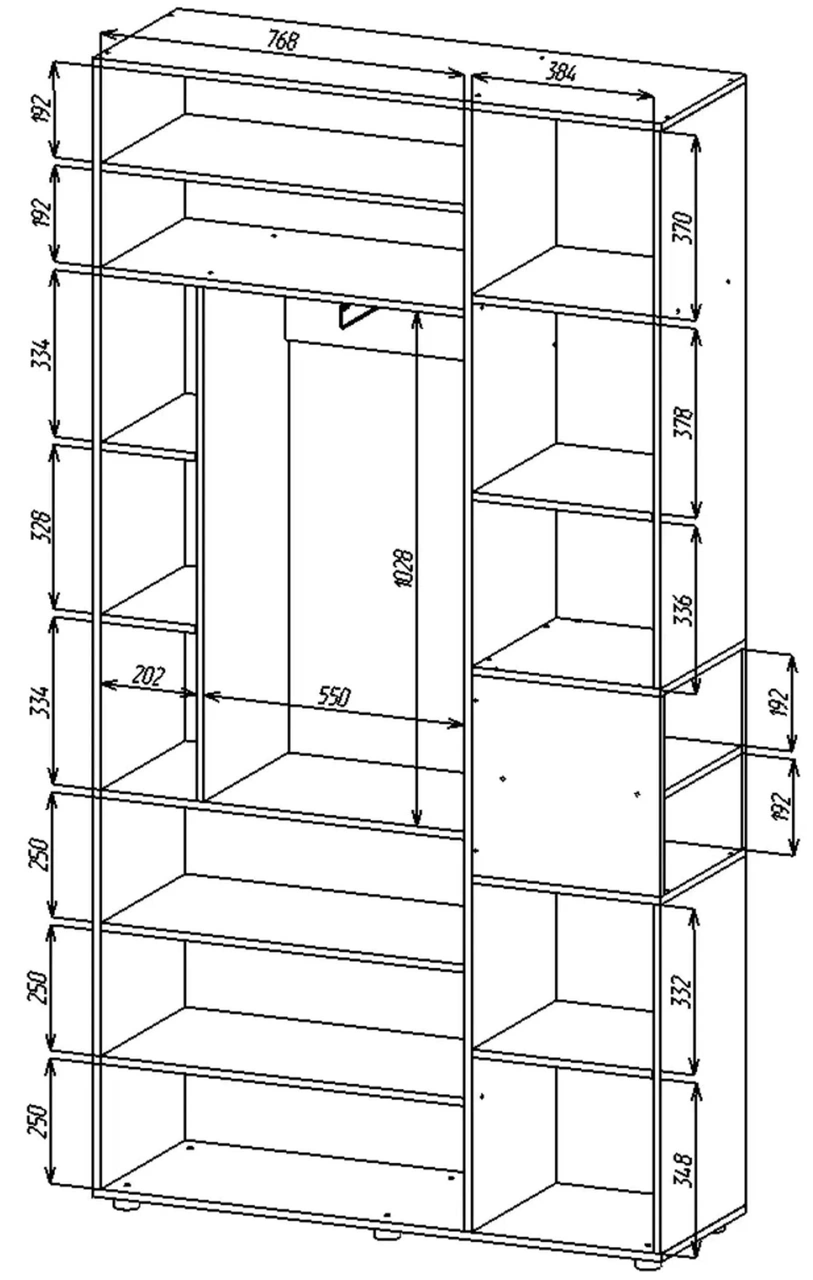 Dulap cu usi batante Nex Home A015R, 1200x420x2300 mm, White Snow-Anthracite