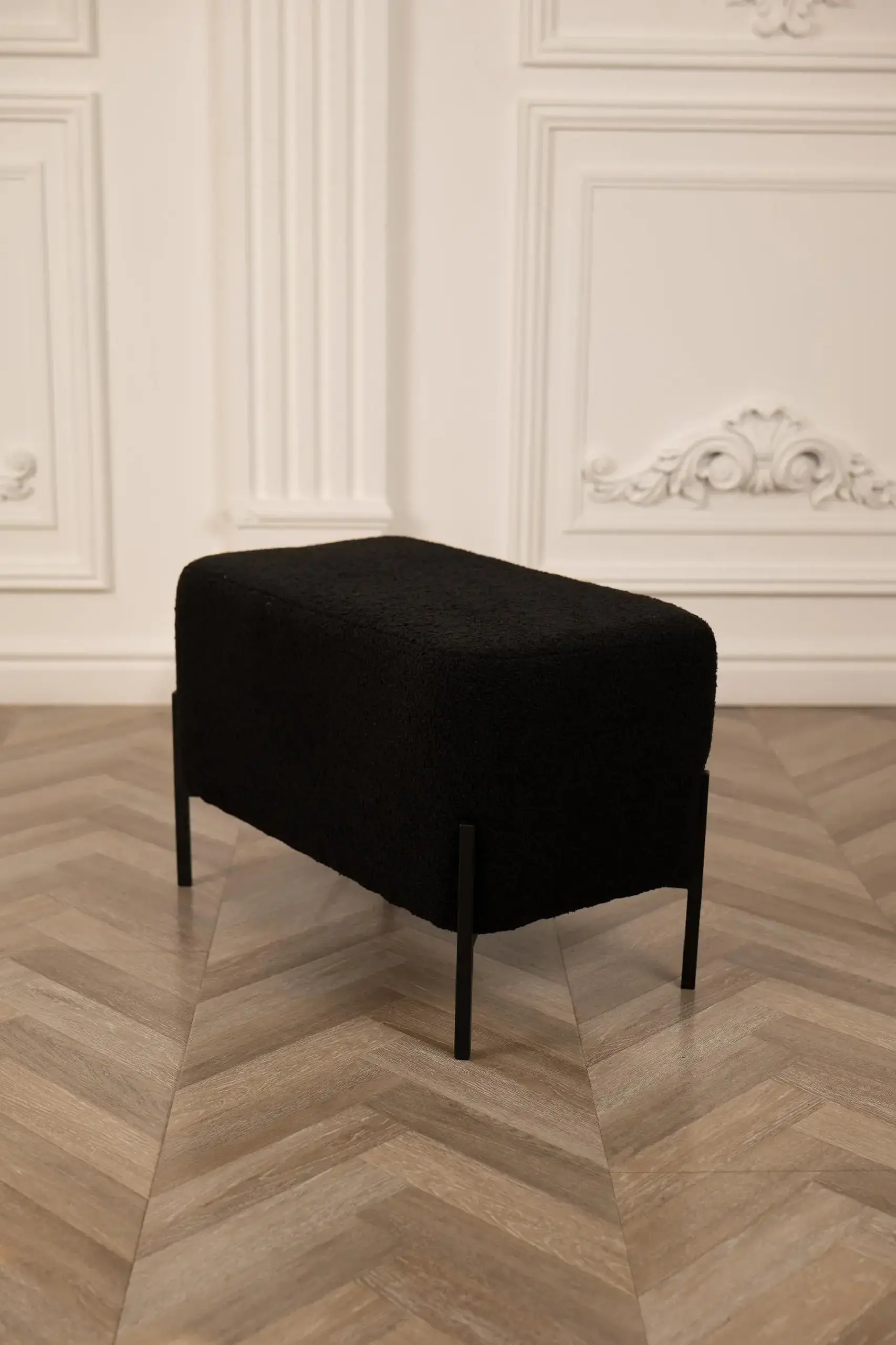 Bancheta Nex Home Teddy, picioare din metal, 63x34x42 cm, 50 Negru