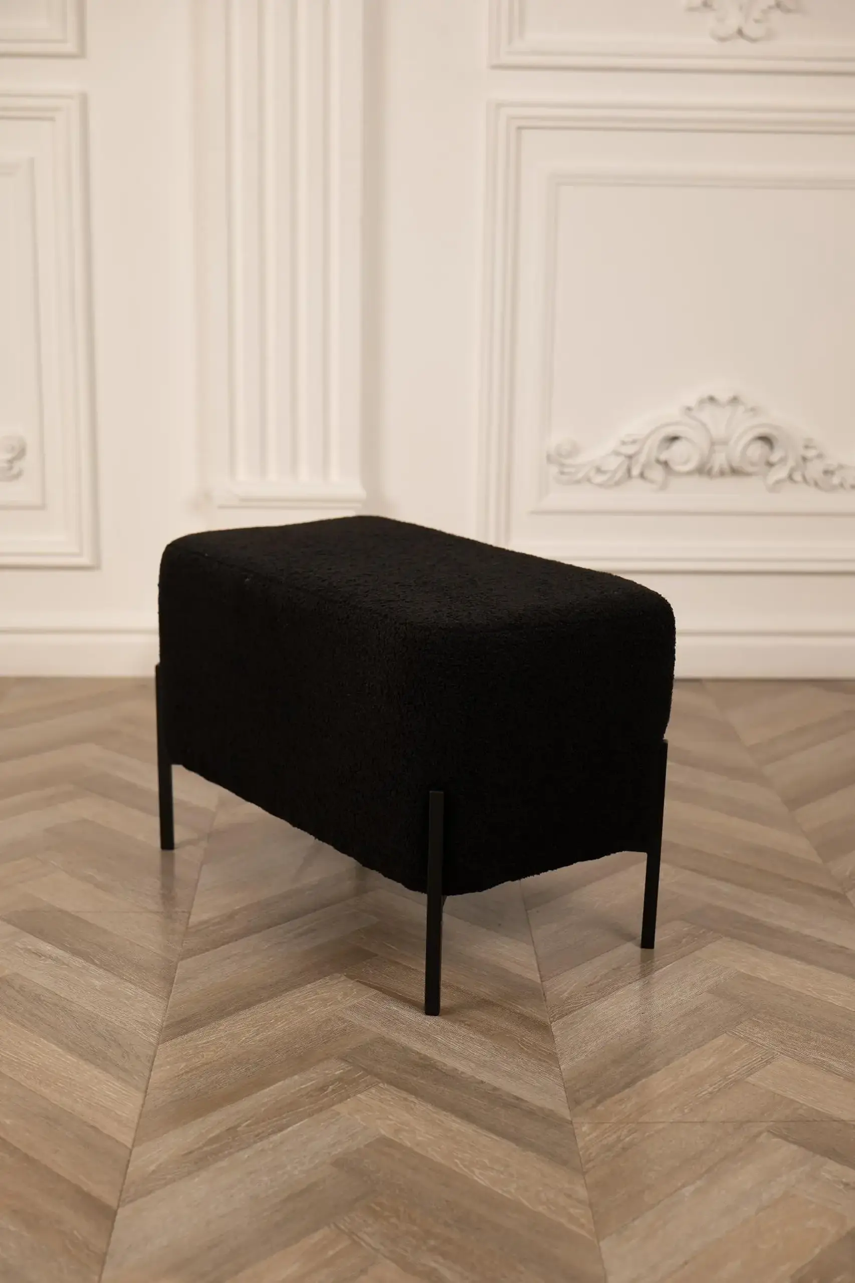 Bancheta Nex Home Teddy, picioare din metal, 63x34x42 cm, 50 Negru