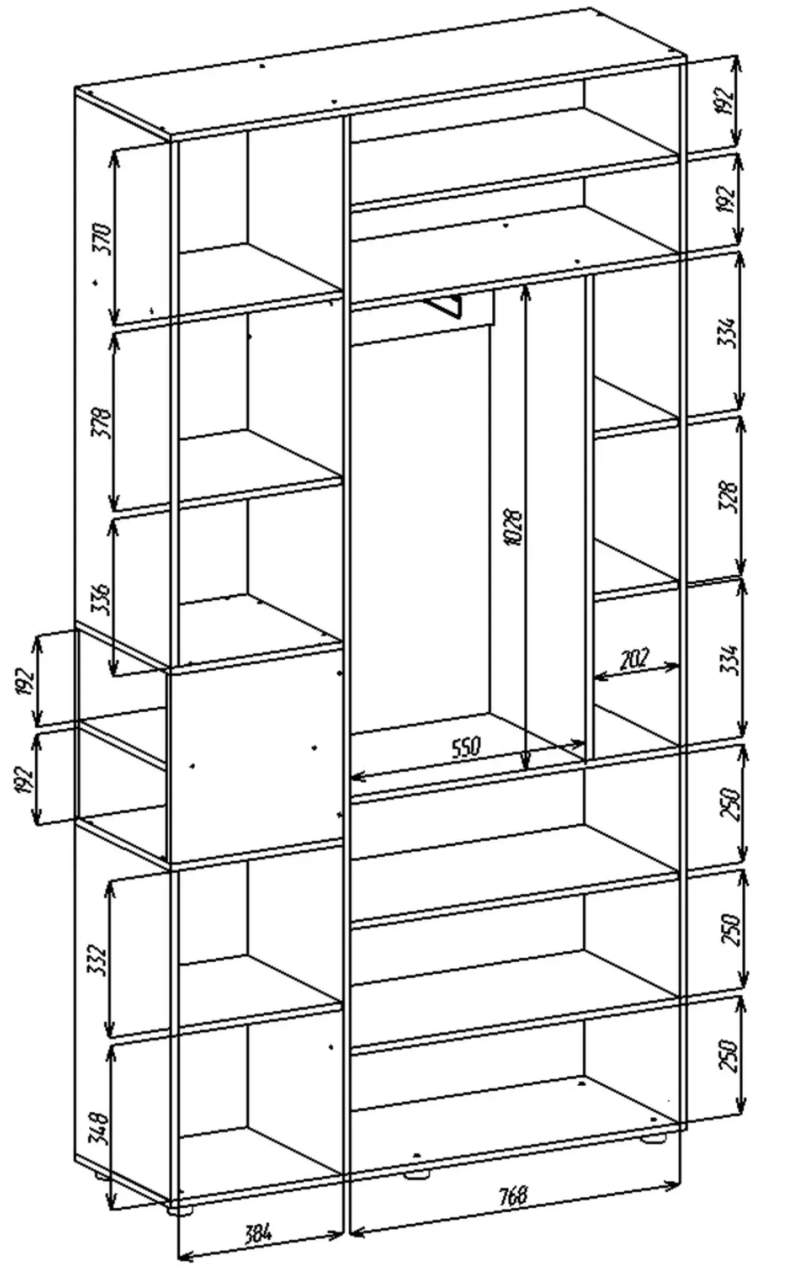 Dulap cu usi batante Nex Home A015L, 1200x420x2300 mm, White Snow/Cashmere