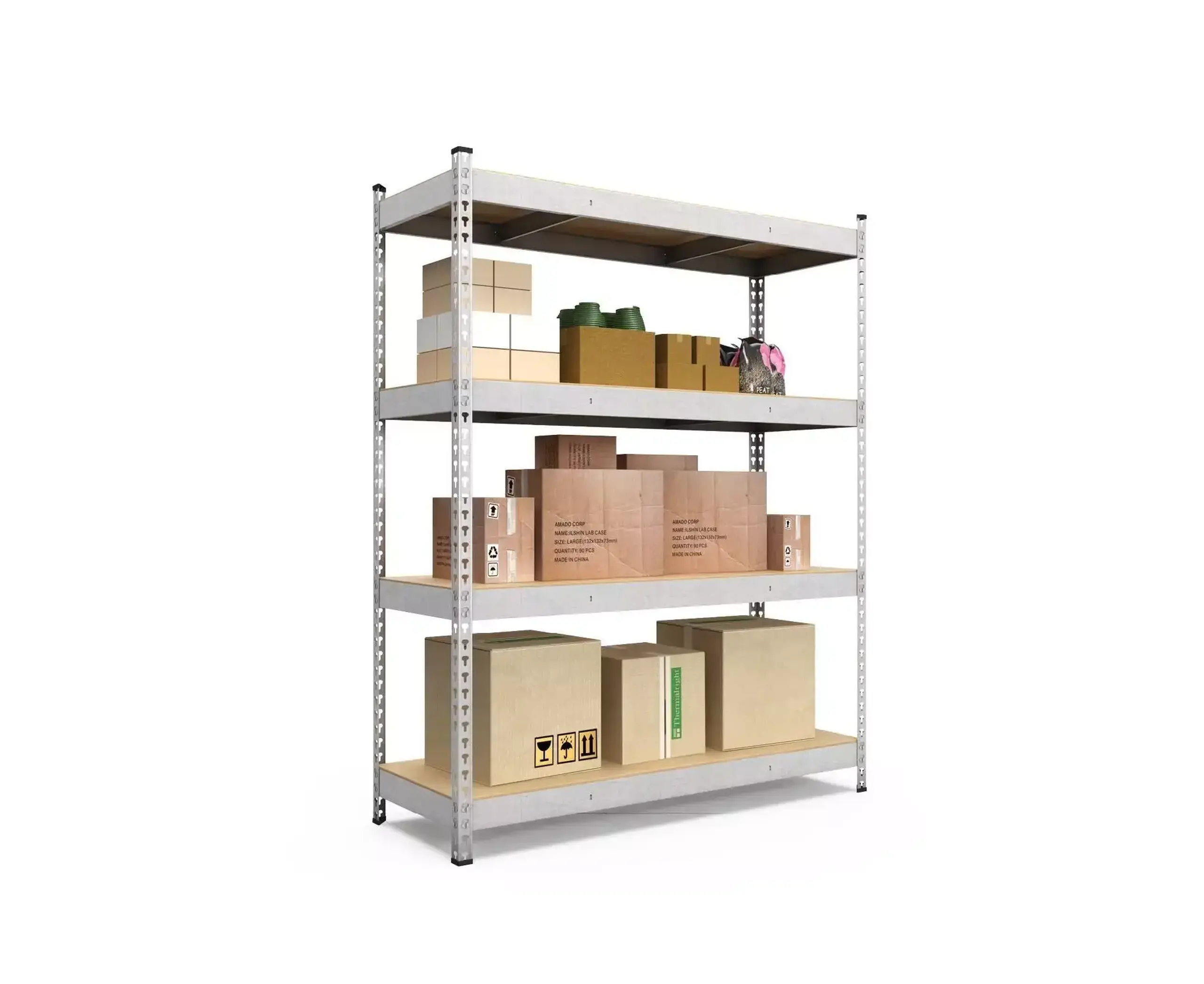 Raft metalic de depozitare Nex Titan 1800x1400x600 mm, 4 rafturi PAL, galvanizat